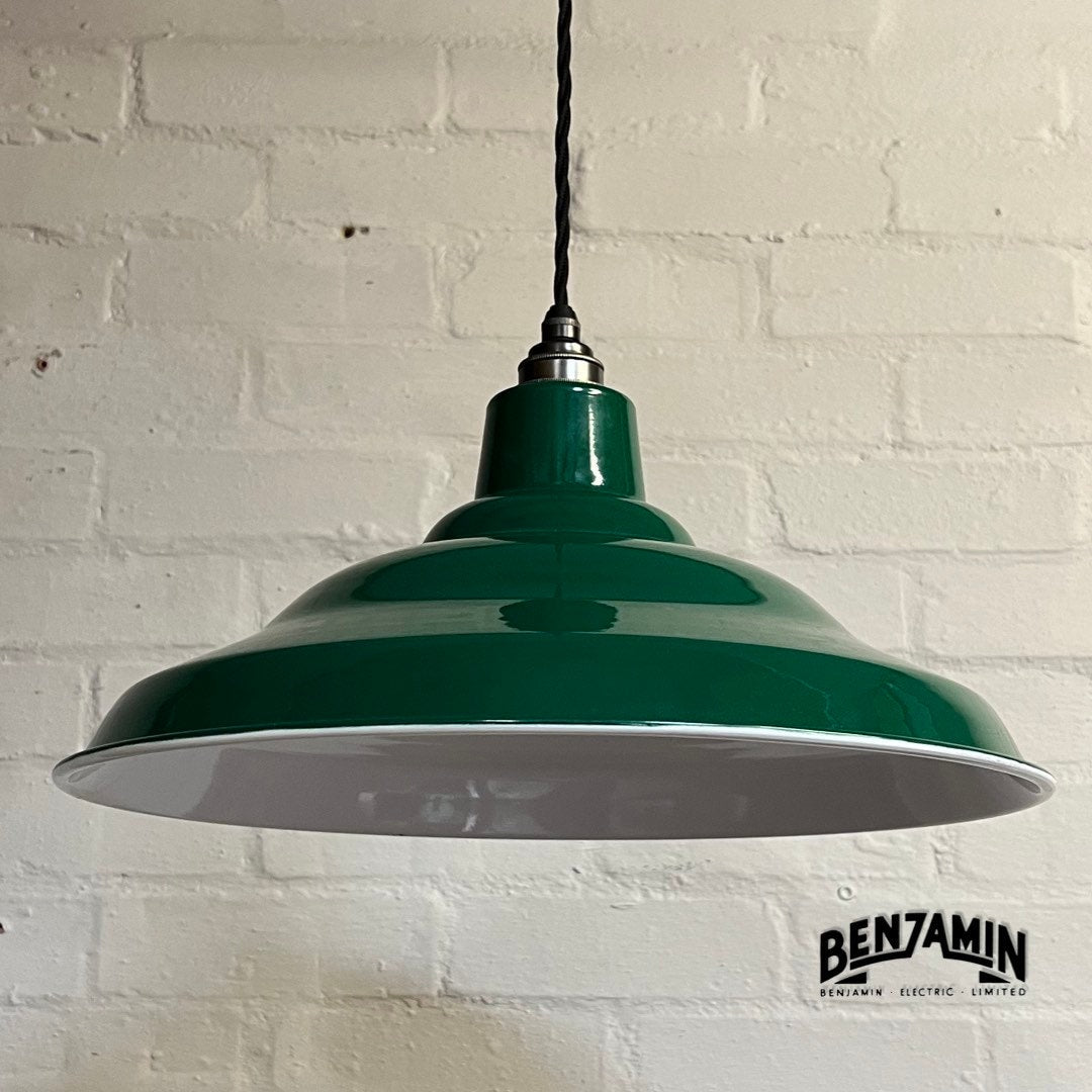 Bawsey ~ Racing Green Industrial Factory Shade Light Ceiling Pendant 16 Inch