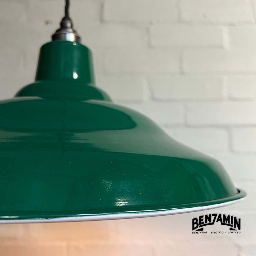 Bawsey ~ Racing Green Industrial Factory Shade Light Ceiling Pendant 16 Inch