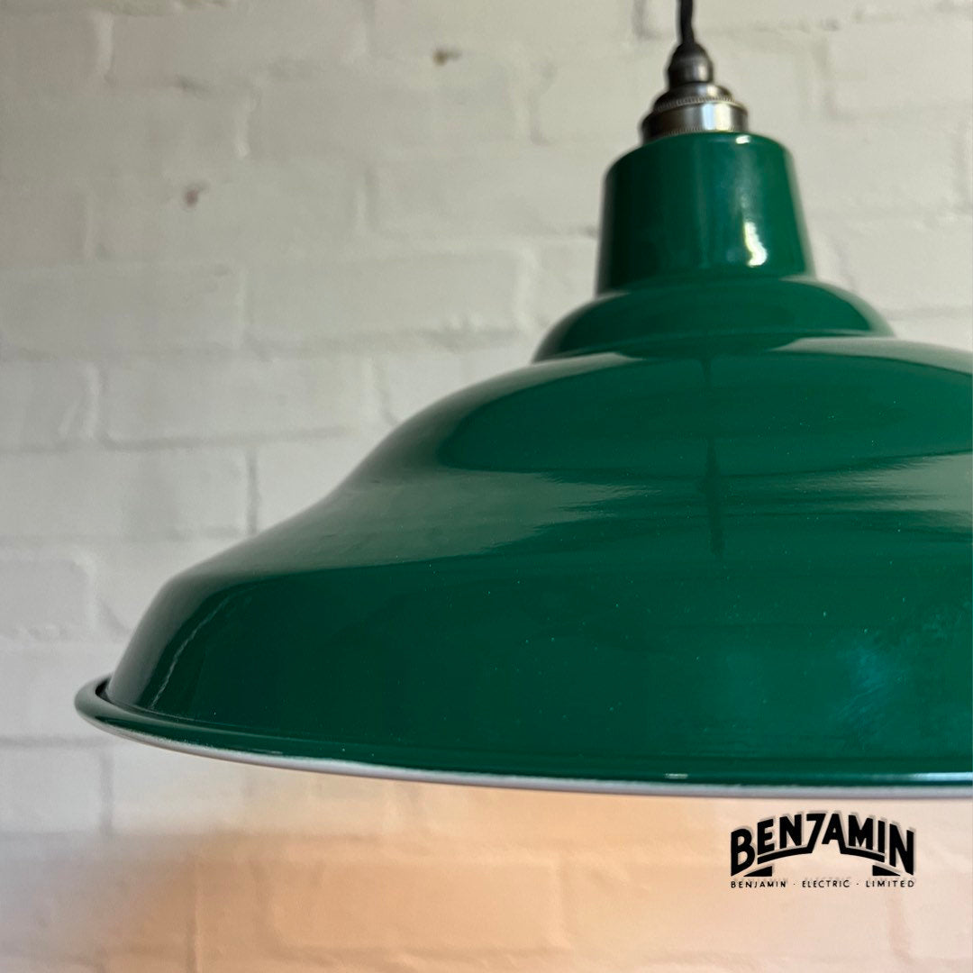 Bawsey ~ Racing Green Industrial Factory Shade Light Ceiling Pendant 16 Inch