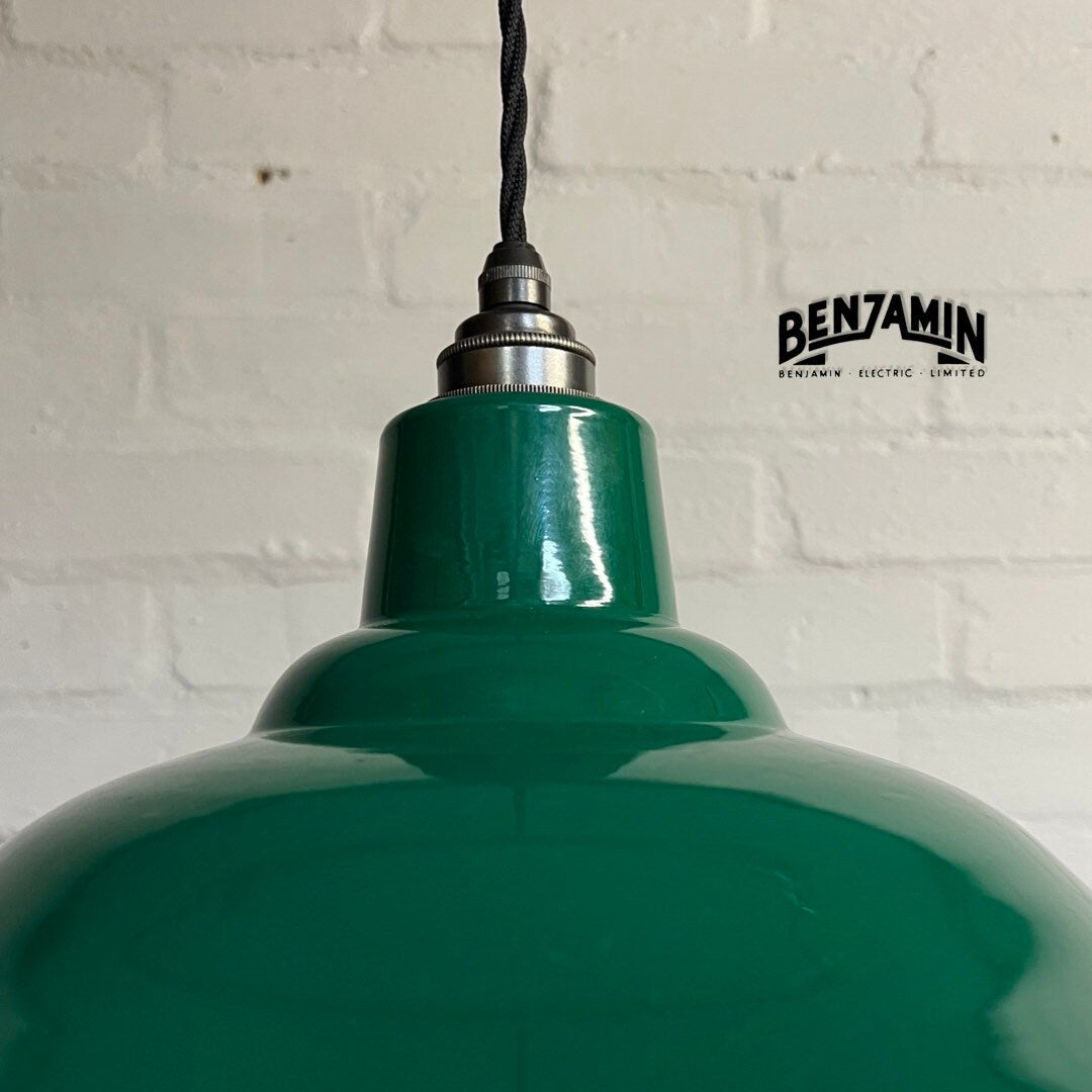 Bawsey ~ Racing Green Industrial Factory Shade Light Ceiling Pendant 16 Inch