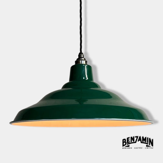 Bawsey ~ Racing Green Industrial Factory Shade Light Ceiling Pendant 16 Inch