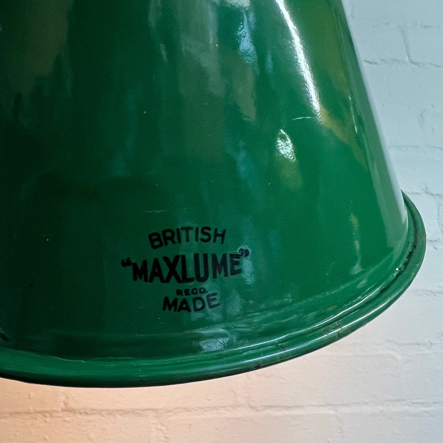 Maxlume 1920s Green Industrial Parabolic Angled Shade Pendant Set Light