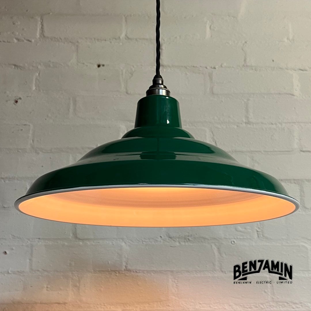 Bawsey ~ Racing Green Industrial Factory Shade Light Ceiling Pendant 16 Inch