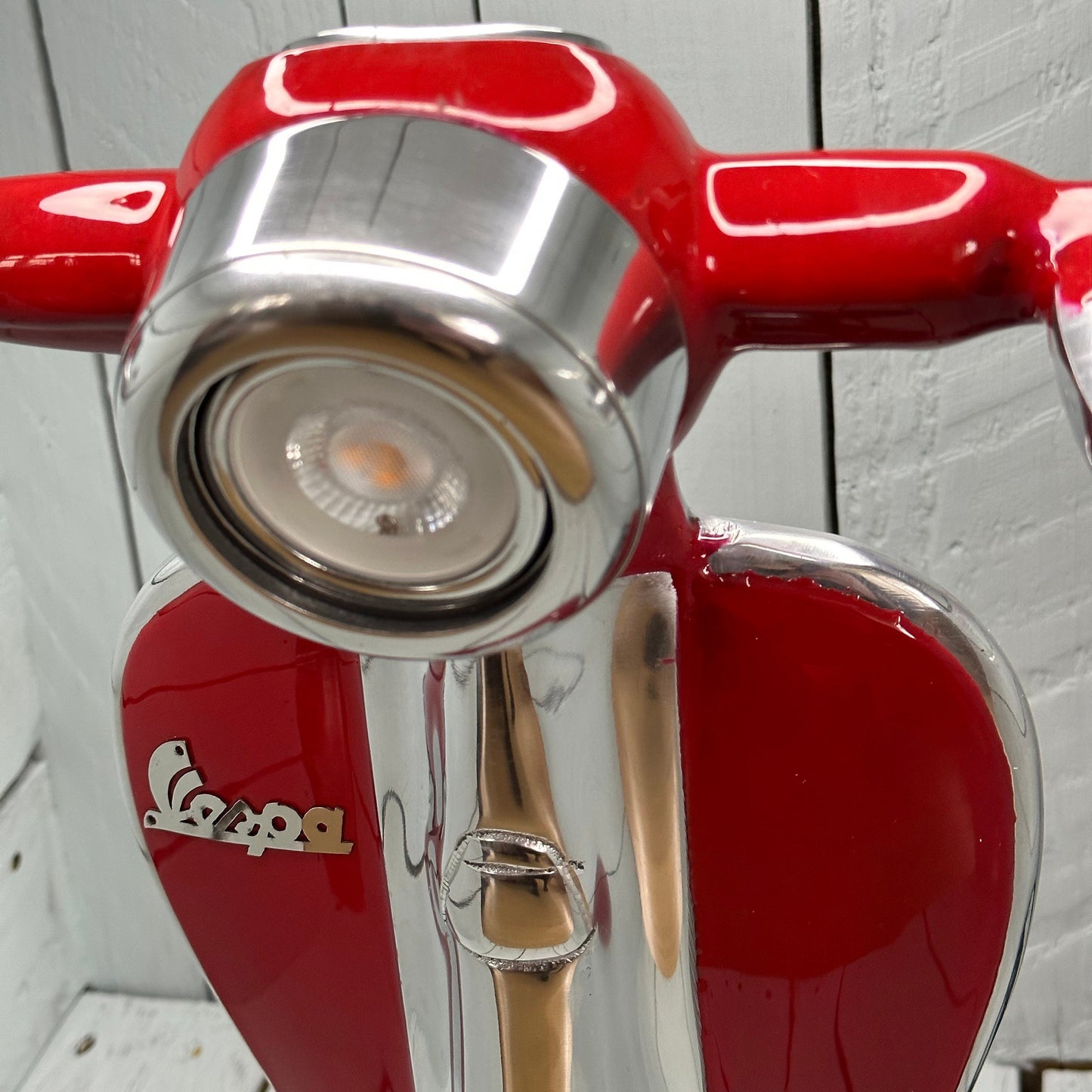 Vespa Red Scooter Table Lamp Vintage Style | Fabric Cable | Bedroom | Bedside Reading Light | Retro | Dimmable LED Bulb by Maxlume