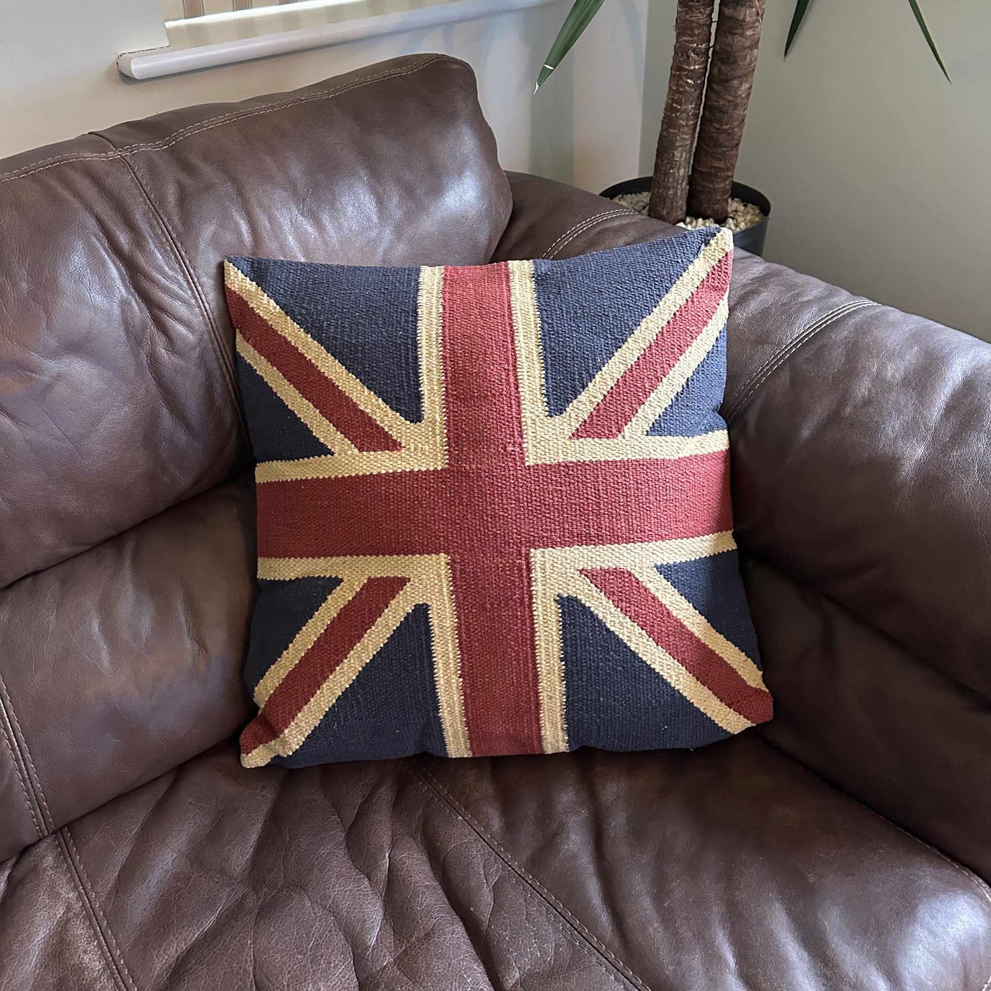 Hand Crafted Union Jack Flag Large 18” Cushion | Great Britain | Vintage Style | Man Cave