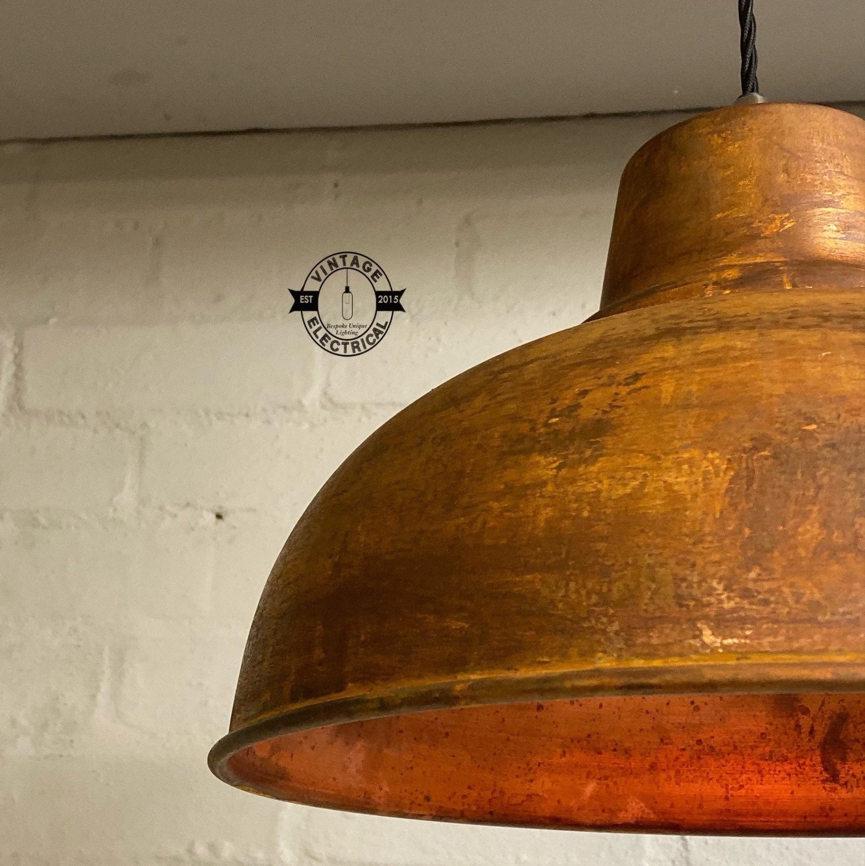 Salthouse XL ~ Genuine Rusted Solid Industrial Shade Pendant Set Light | Ceiling Dining Room | Kitchen Table | Vintage Bulb 14.5 Inch