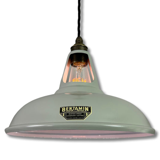 Cawston ~ *Worn* Grey Solid Shade Slotted DesignPendant Set Light | Ceiling Dining Room | Kitchen Table | Vintage Filament Bulb 11 Inch