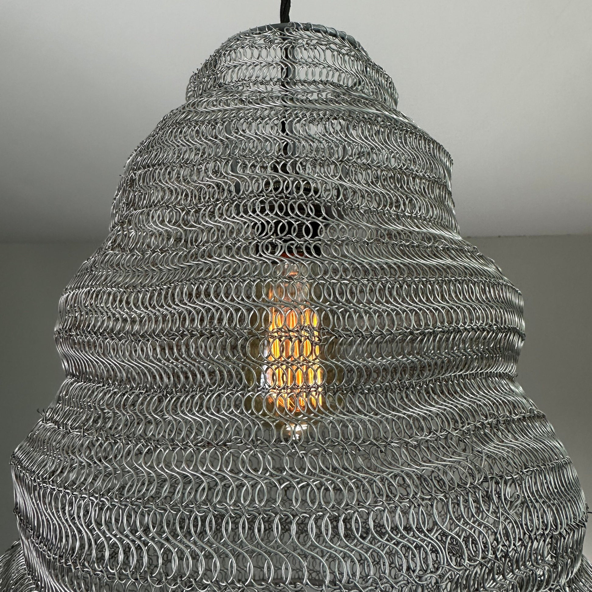 Walton ~ Large Silver Wire Mesh Lampshade Pendant Ceiling Light