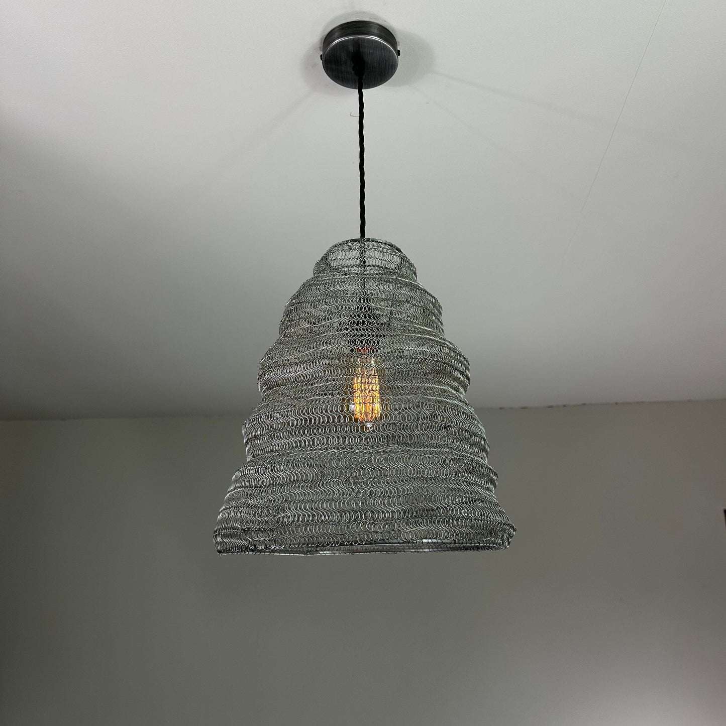 Walton ~ Beehive Large Silver Wire Mesh Lampshade Pendant Ceiling Light