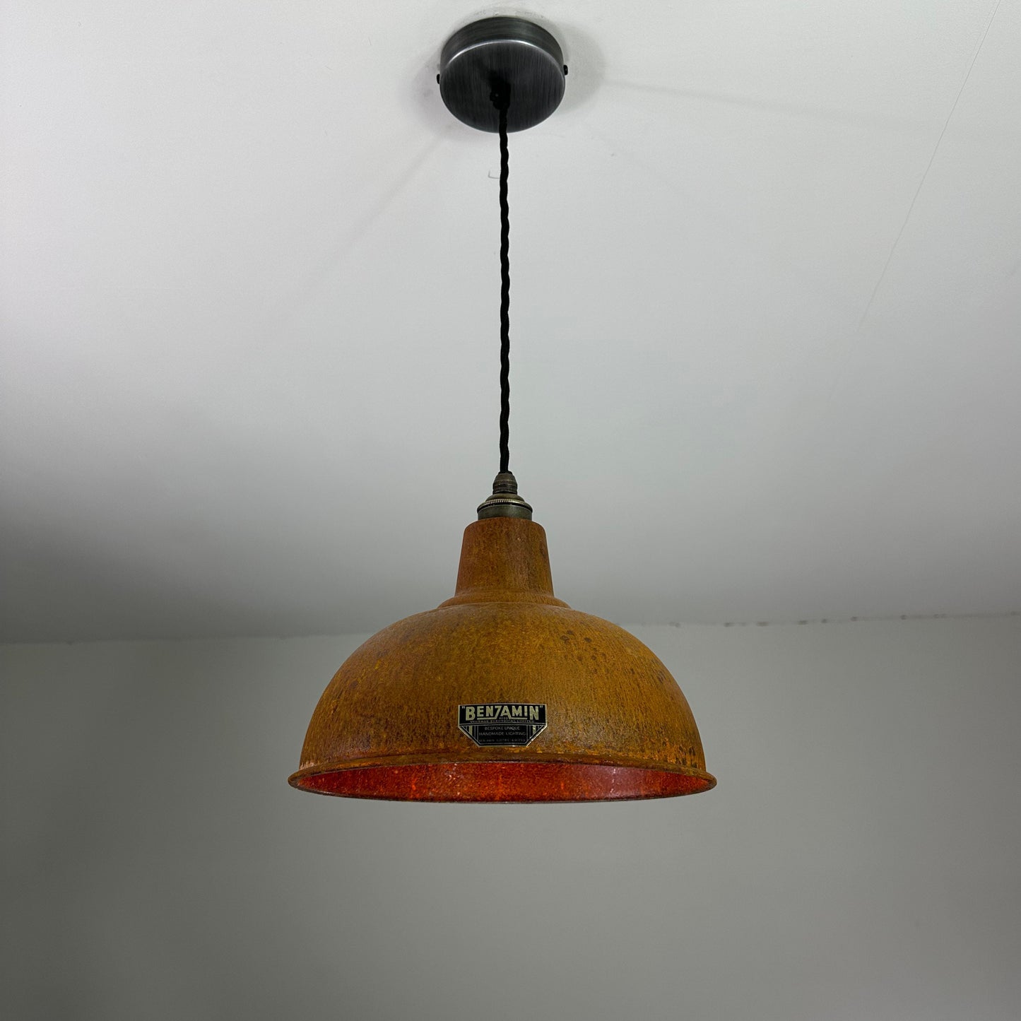 Salthouse ~ Rusted Solid Steel Lampshade Pendant Set Light ~ 10 Inch