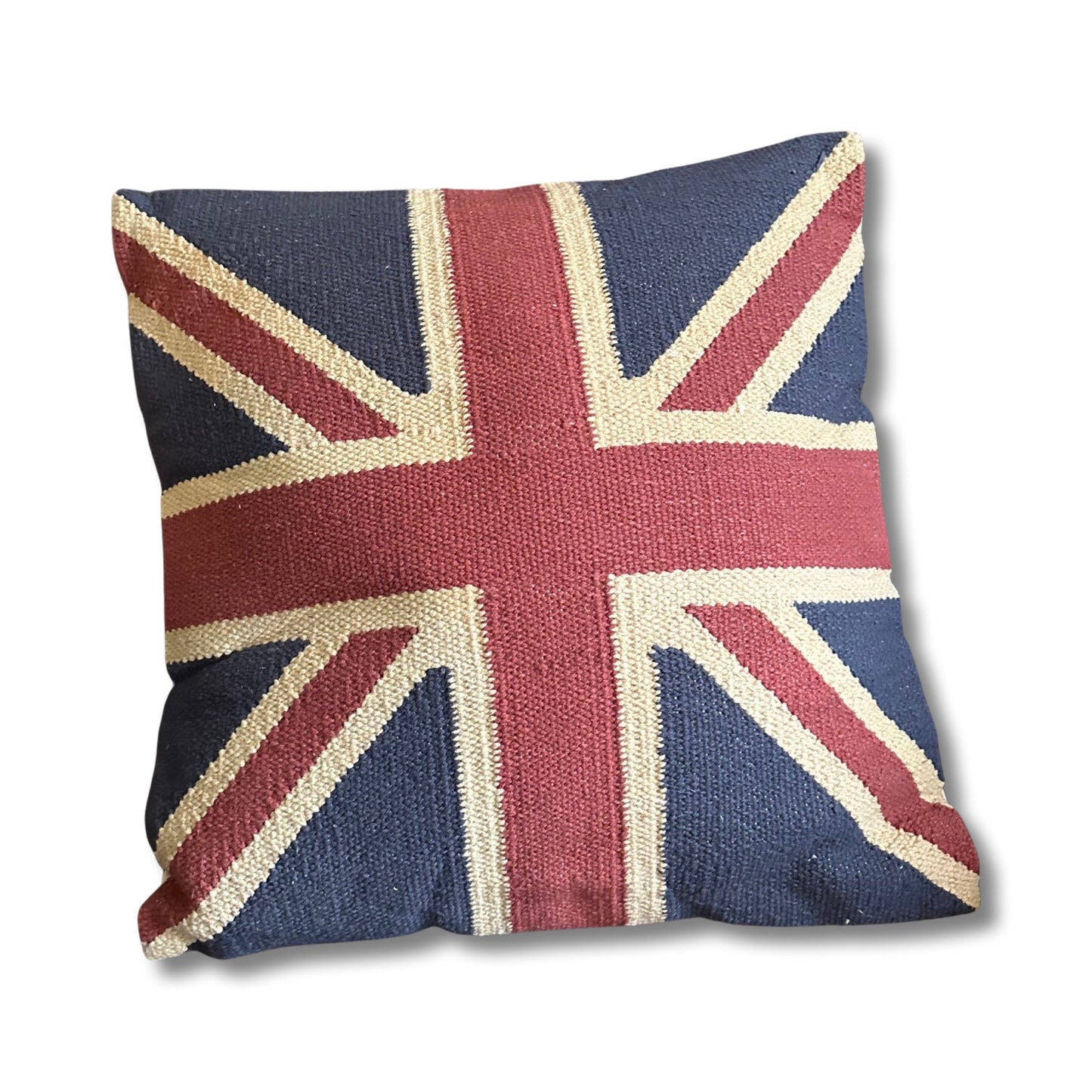 Hand Crafted Union Jack Flag Large 18” Cushion | Great Britain | Vintage Style | Man Cave