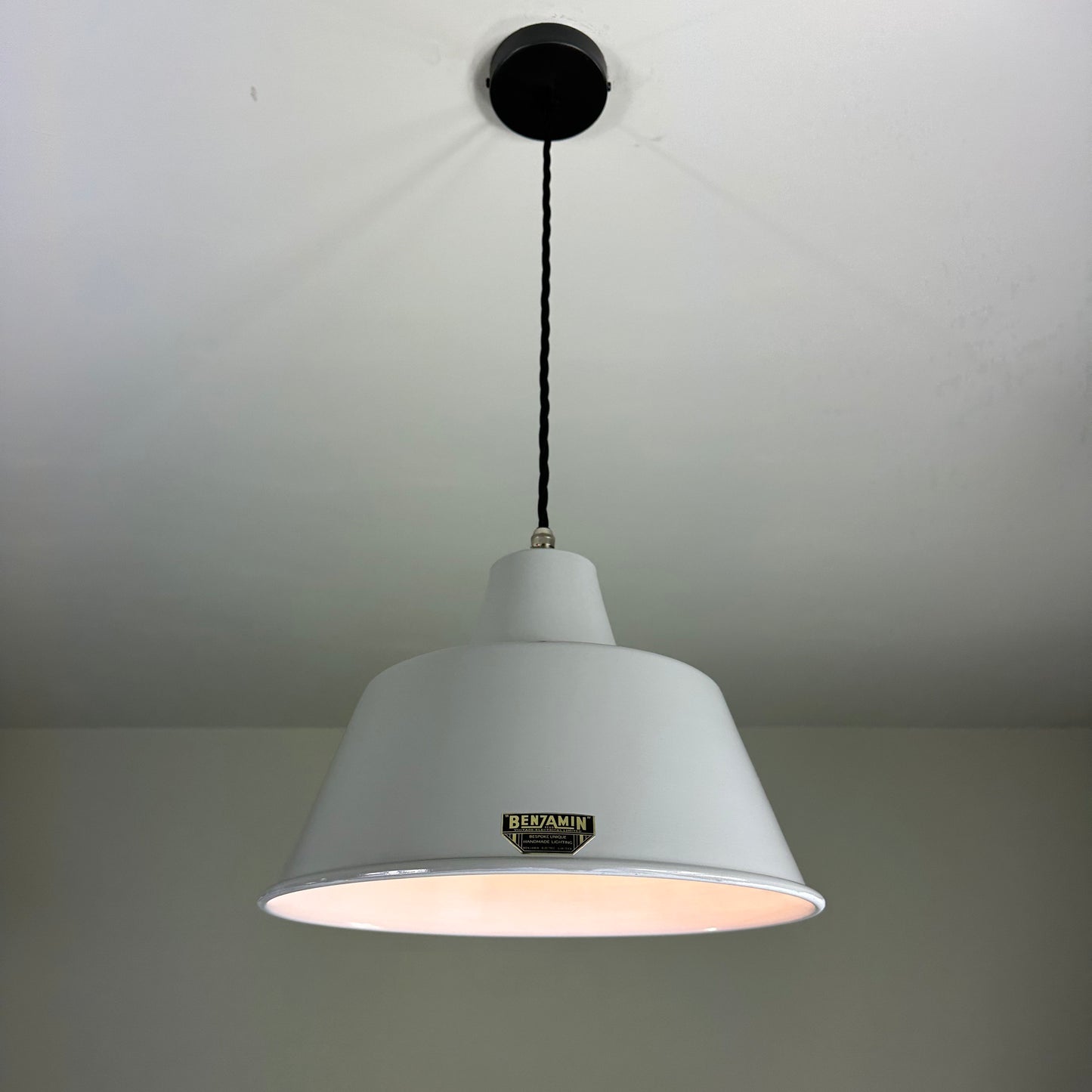 Pentney ~ **Worn** Original Grey Industrial factory shade Dome light ceiling ~ 13.5 Inch