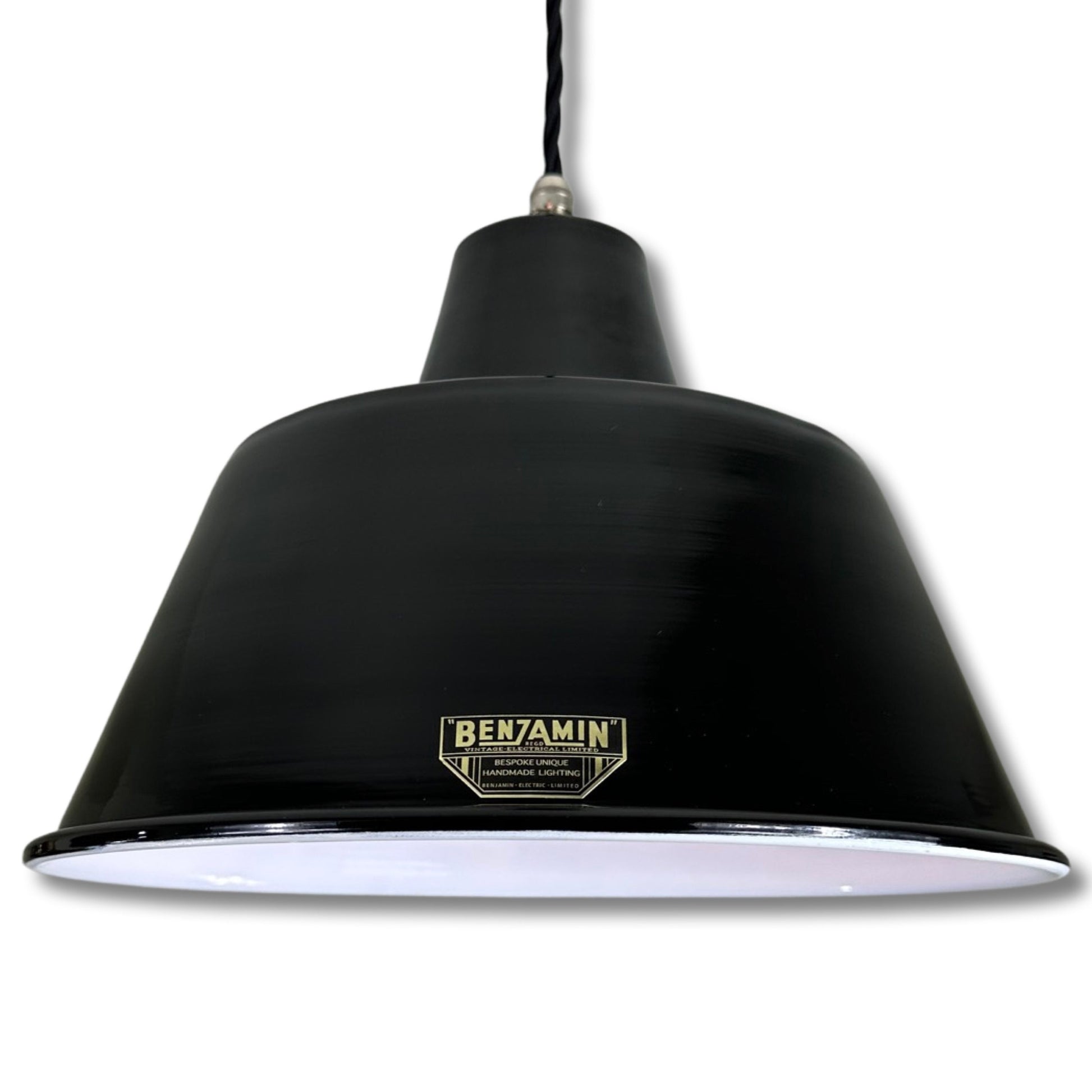 Pentney ~ **Worn** Midnight Black Industrial factory shade Dome light ceiling ~ 13.5 Inch