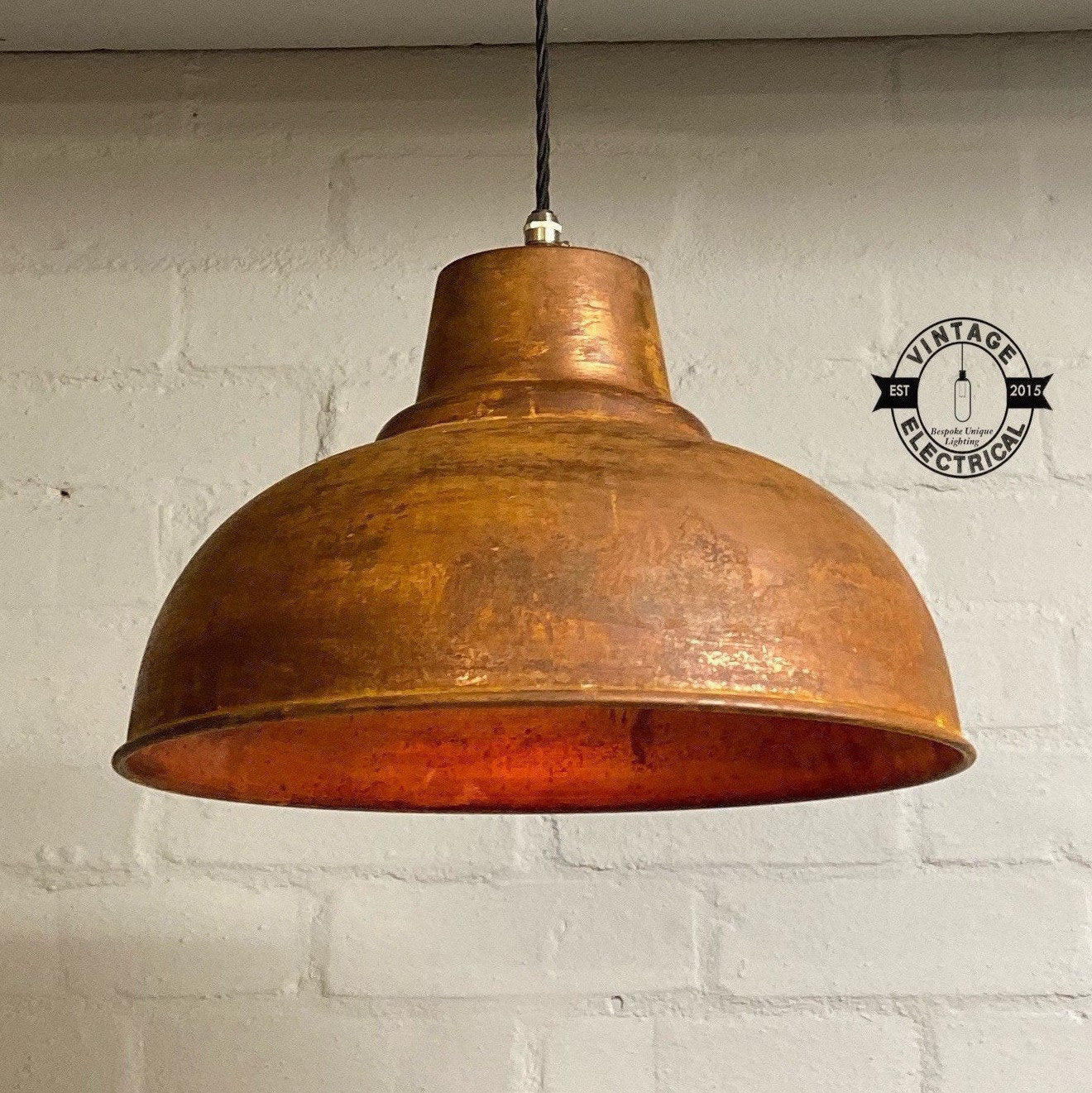 Salthouse XL ~ Genuine Rusted Solid Industrial Shade Pendant Set Light | Ceiling Dining Room | Kitchen Table | Vintage Bulb 14.5 Inch