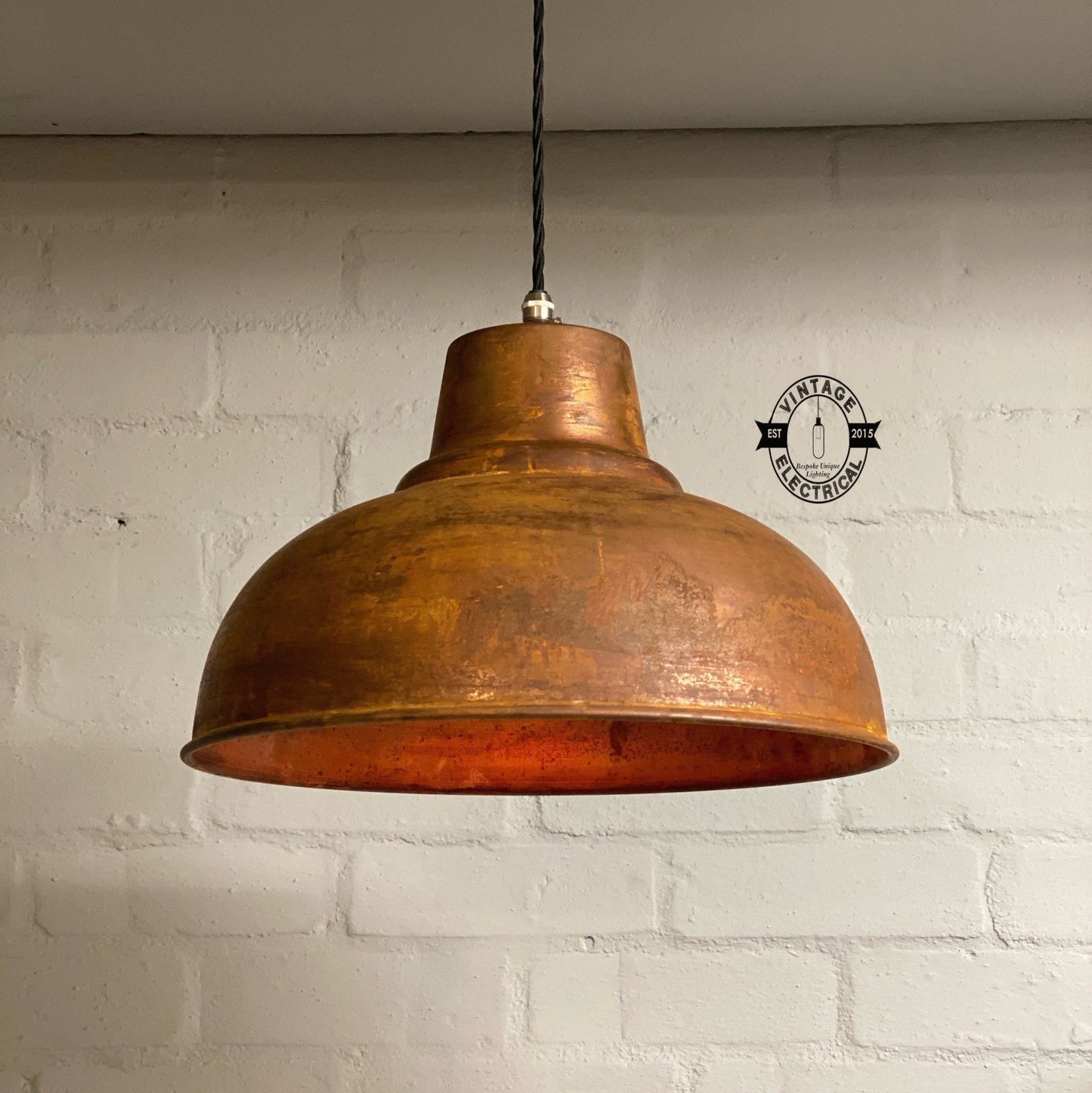 Salthouse XL ~ Genuine Rusted Solid Industrial Shade Pendant Set Light | Ceiling Dining Room | Kitchen Table | Vintage Bulb 14.5 Inch