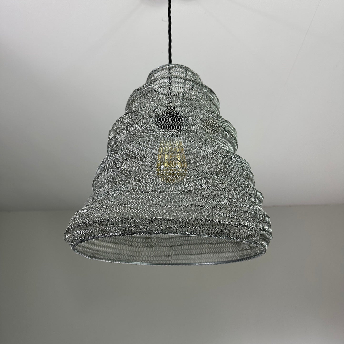 Walton ~ Large Silver Wire Mesh Lampshade Pendant Ceiling Light