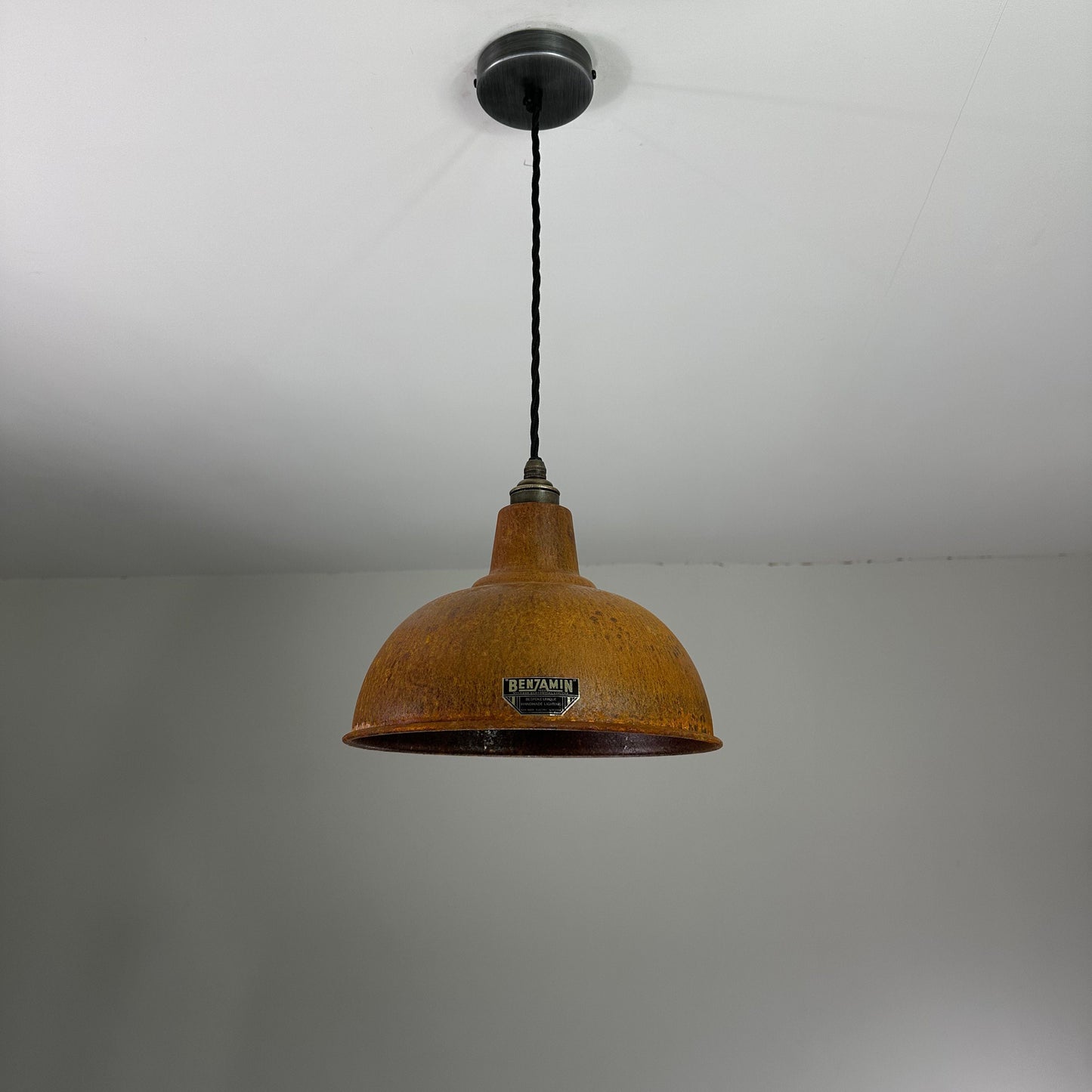 Salthouse ~ Rusted Solid Steel Lampshade Pendant Set Light ~ 10 Inch