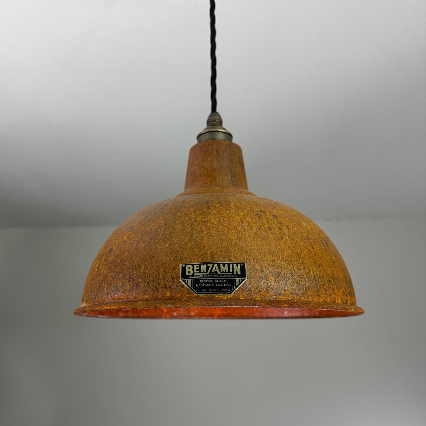 Salthouse ~ Rusted Solid Steel Lampshade Pendant Set Light ~ 10 Inch