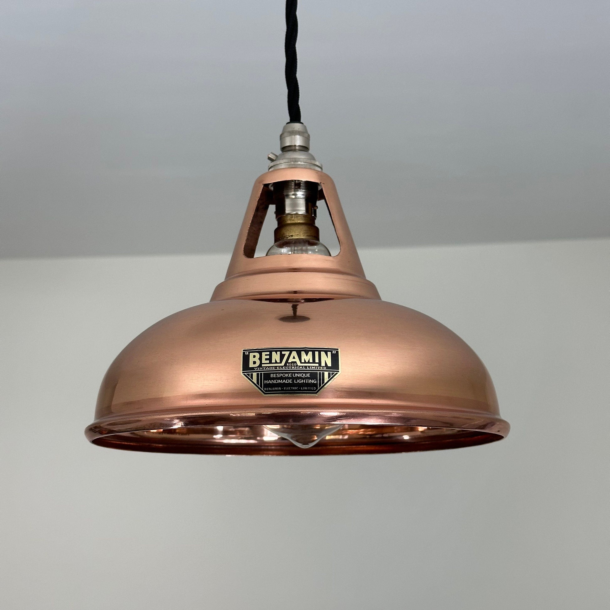 Cawston Small ~ *Worn* Solid Copper Lampshade Slotted Design Pendant Ceiling Light 9 Inch