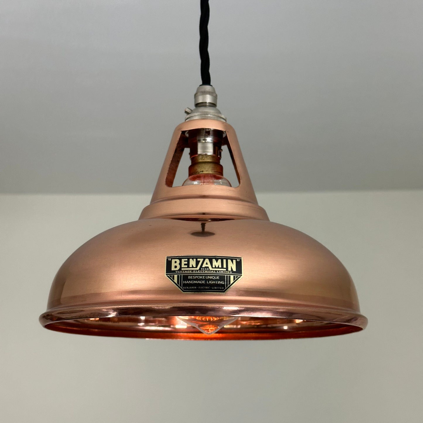 Cawston Small ~ *Worn* Solid Copper Lampshade Slotted Design Pendant Ceiling Light 9 Inch