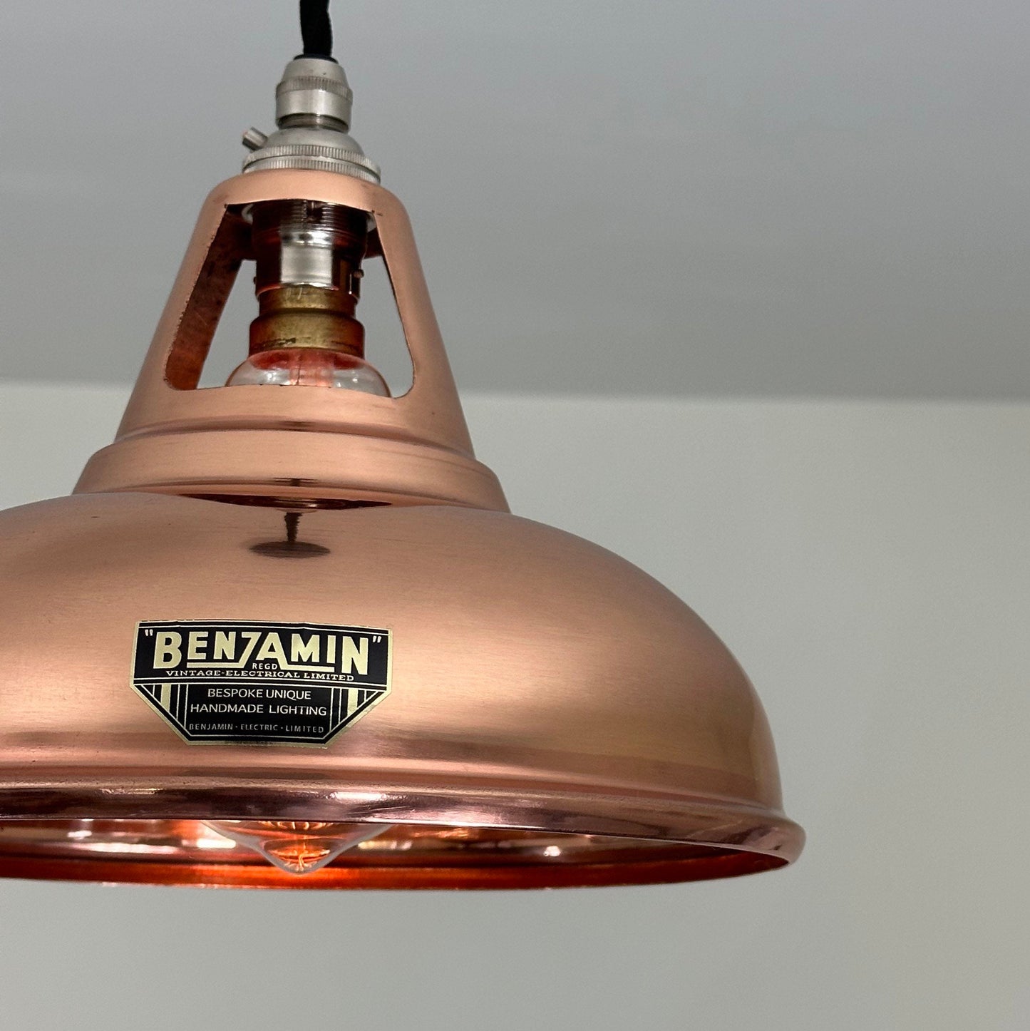 Cawston Small ~ *Worn* Solid Copper Lampshade Slotted Design Pendant Ceiling Light 9 Inch