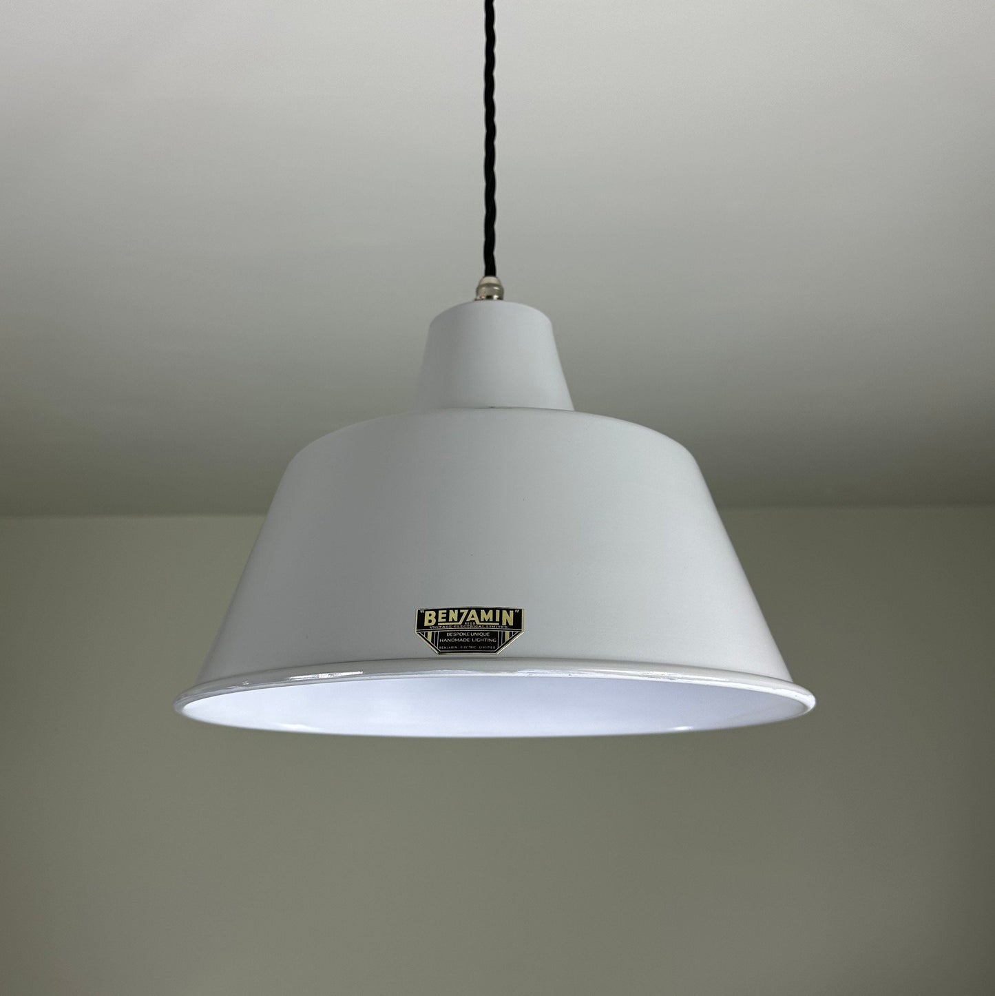 Pentney ~ **Worn** Original Grey Industrial factory shade Dome light ceiling ~ 13.5 Inch