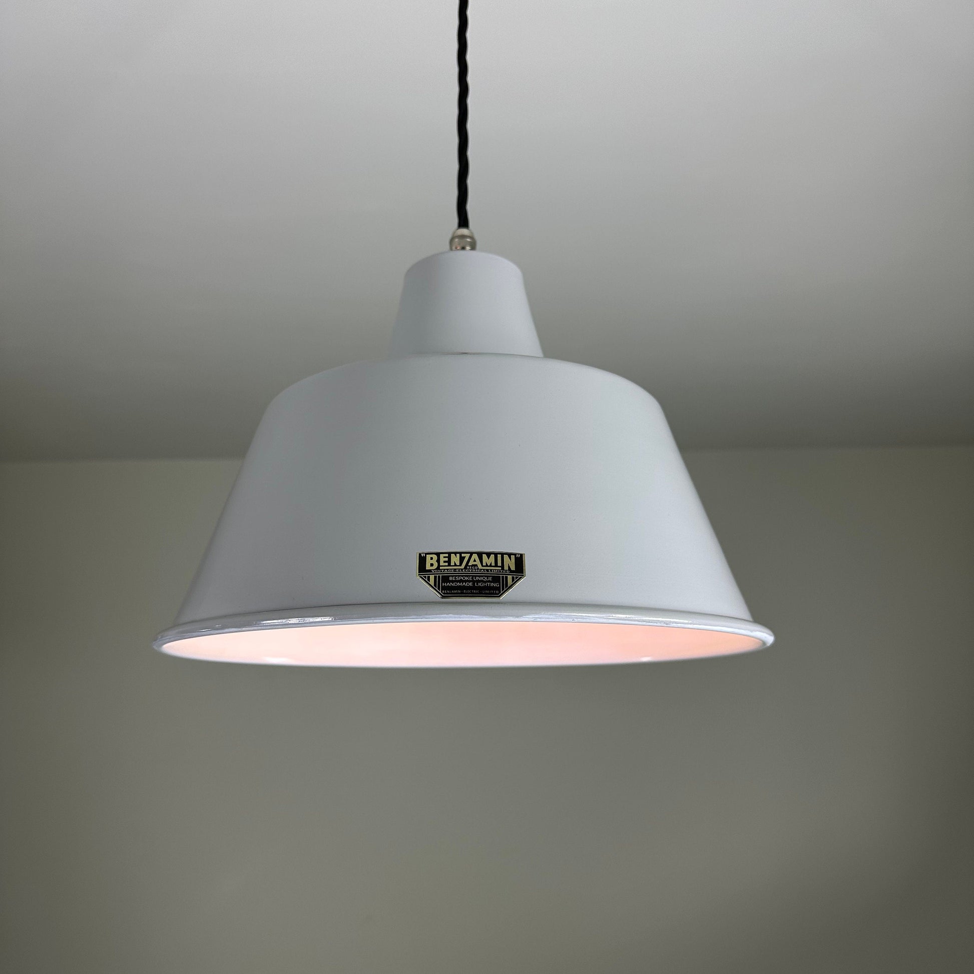 Pentney ~ **Worn** Original Grey Industrial factory shade Dome light ceiling ~ 13.5 Inch