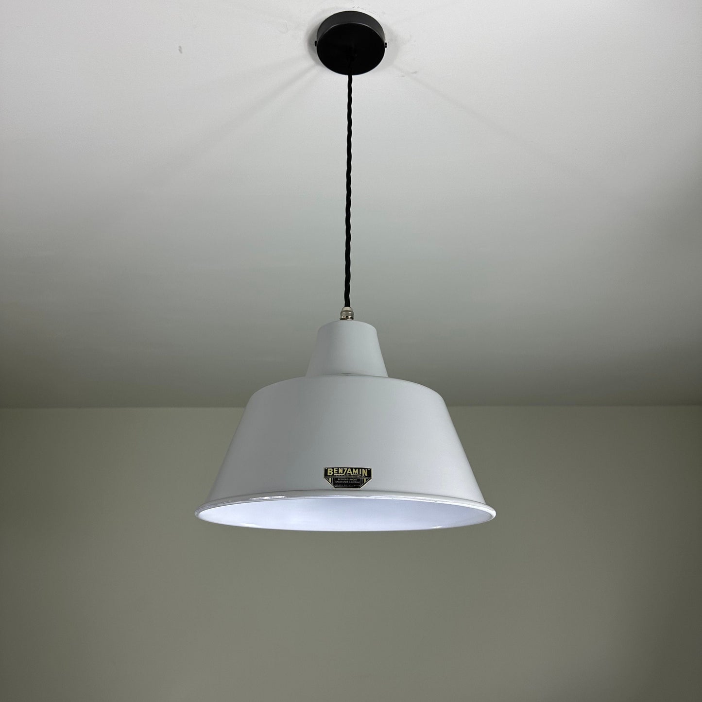 Pentney ~ **Worn** Original Grey Industrial factory shade Dome light ceiling ~ 13.5 Inch