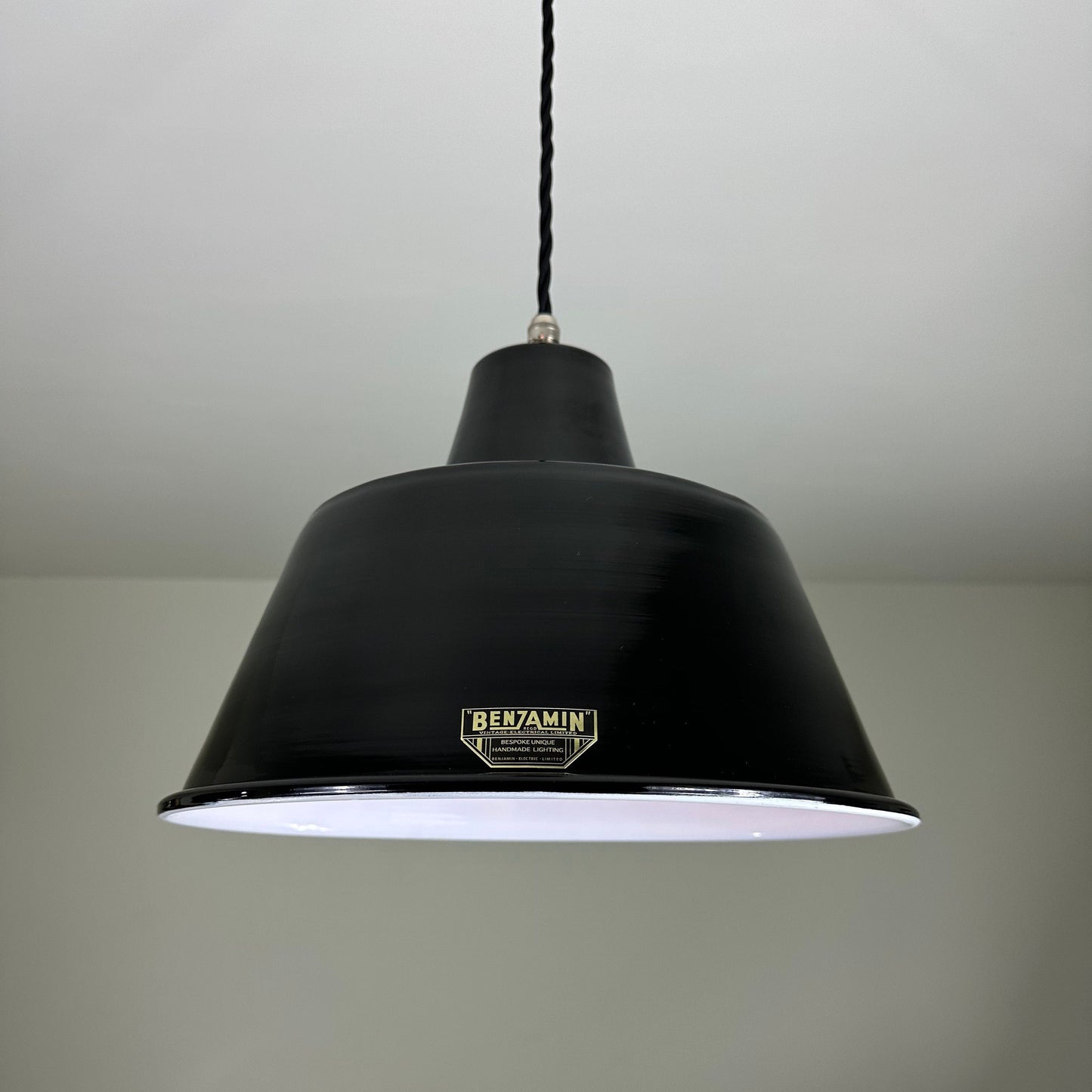 Pentney ~ **Worn** Midnight Black Industrial factory shade Dome light ceiling ~ 13.5 Inch