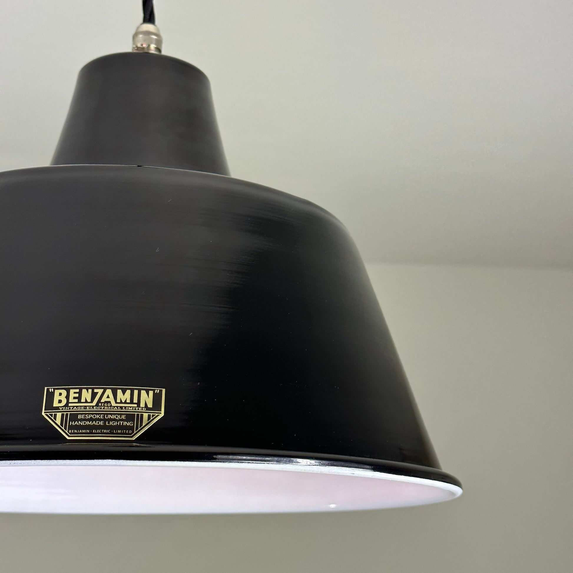 Pentney ~ **Worn** Midnight Black Industrial factory shade Dome light ceiling ~ 13.5 Inch