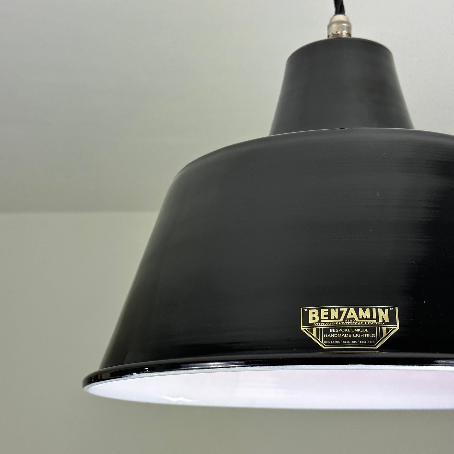 Pentney ~ **Worn** Midnight Black Industrial factory shade Dome light ceiling ~ 13.5 Inch