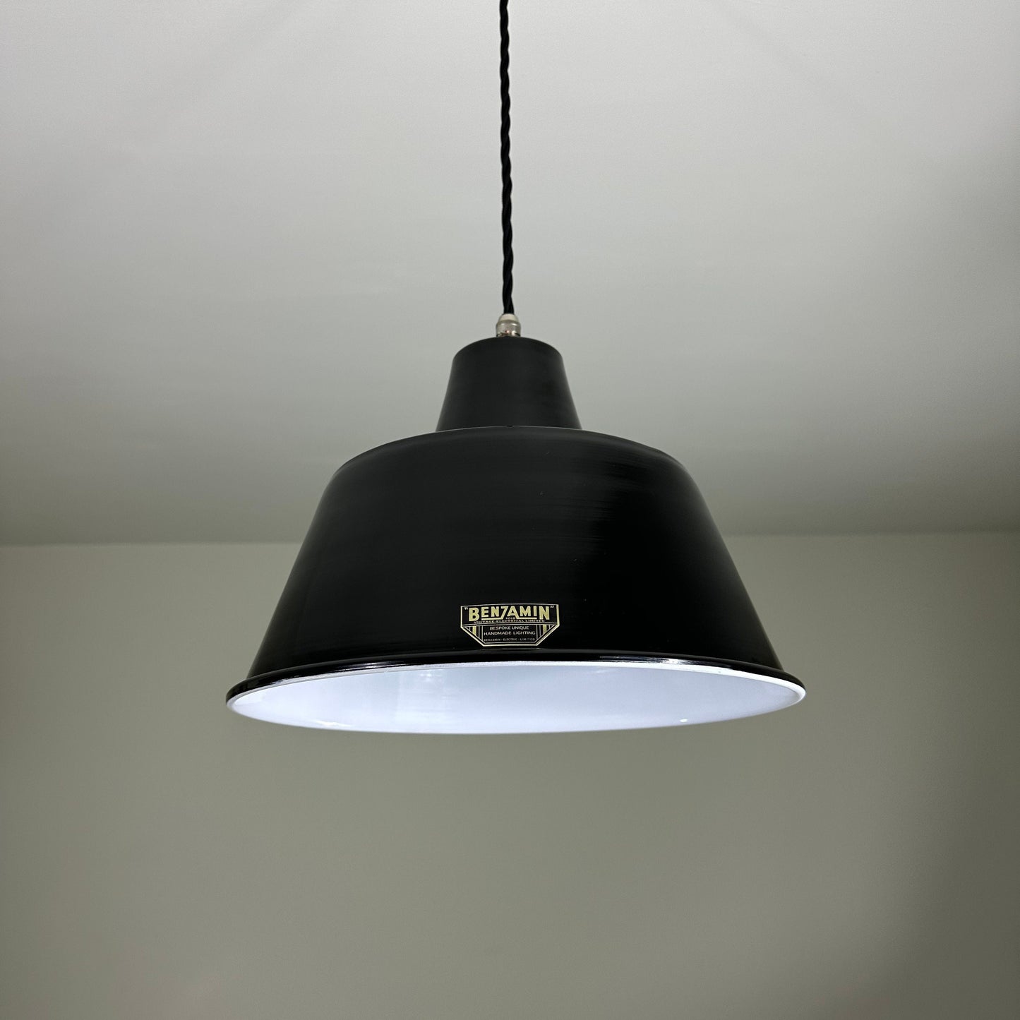 Pentney ~ **Worn** Midnight Black Industrial factory shade Dome light ceiling ~ 13.5 Inch