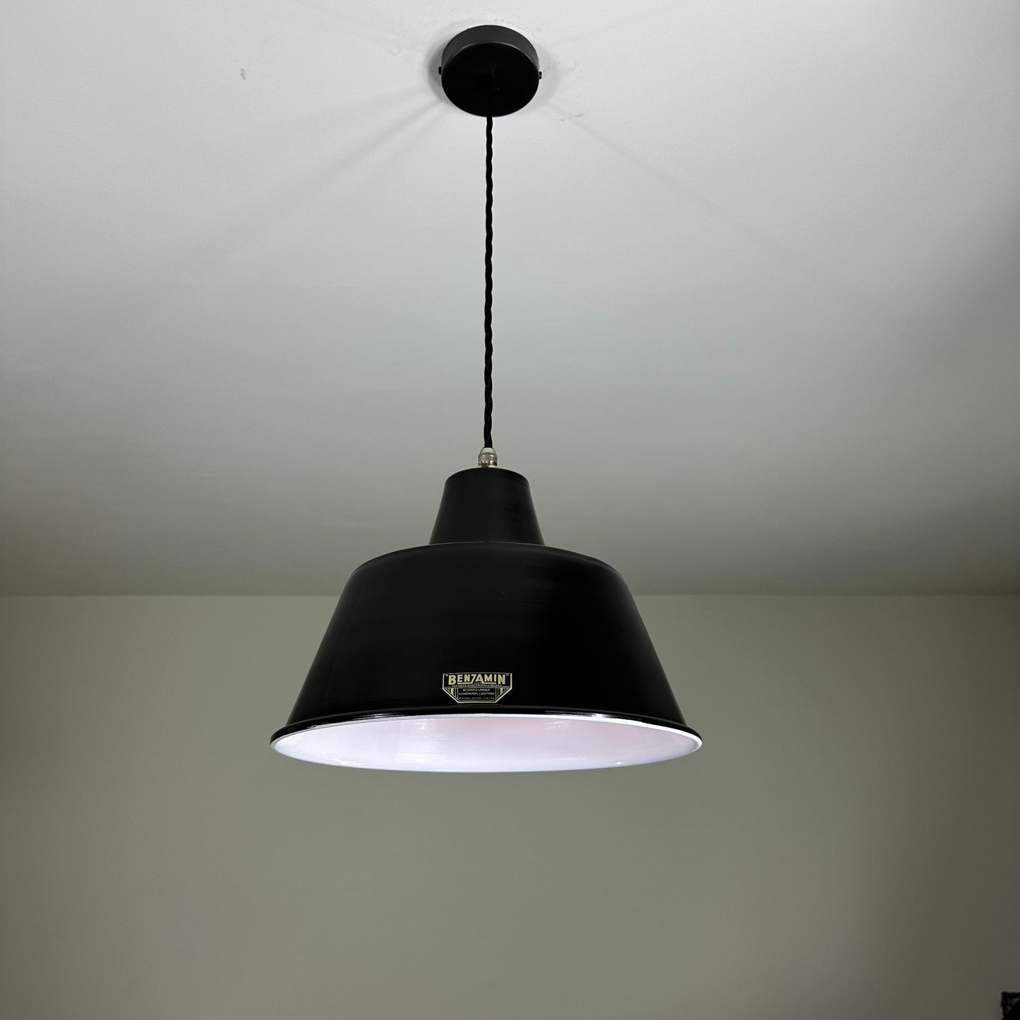 Pentney ~ **Worn** Midnight Black Industrial factory shade Dome light ceiling ~ 13.5 Inch