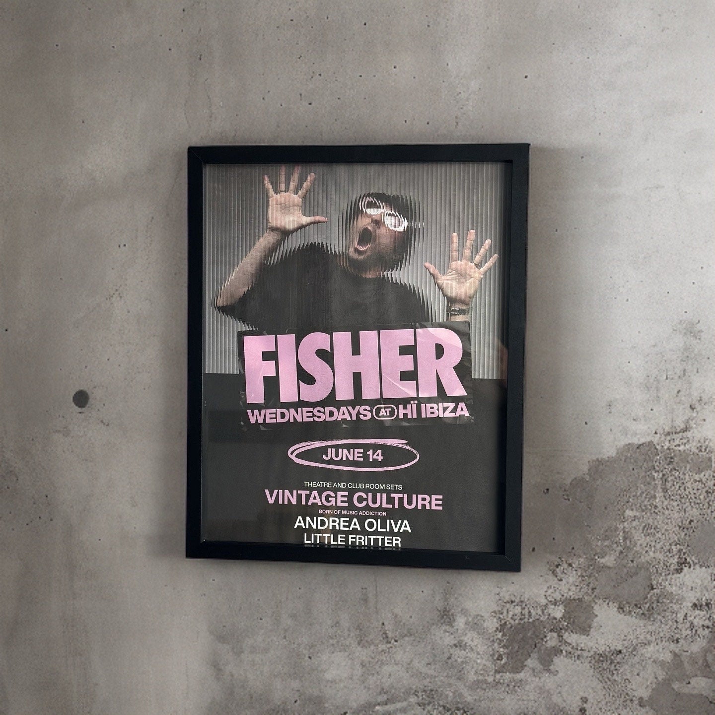 Fisher ~ Genuine Ibiza Framed Dj Artwork | Hi Ibiza | Luxury Black Frame