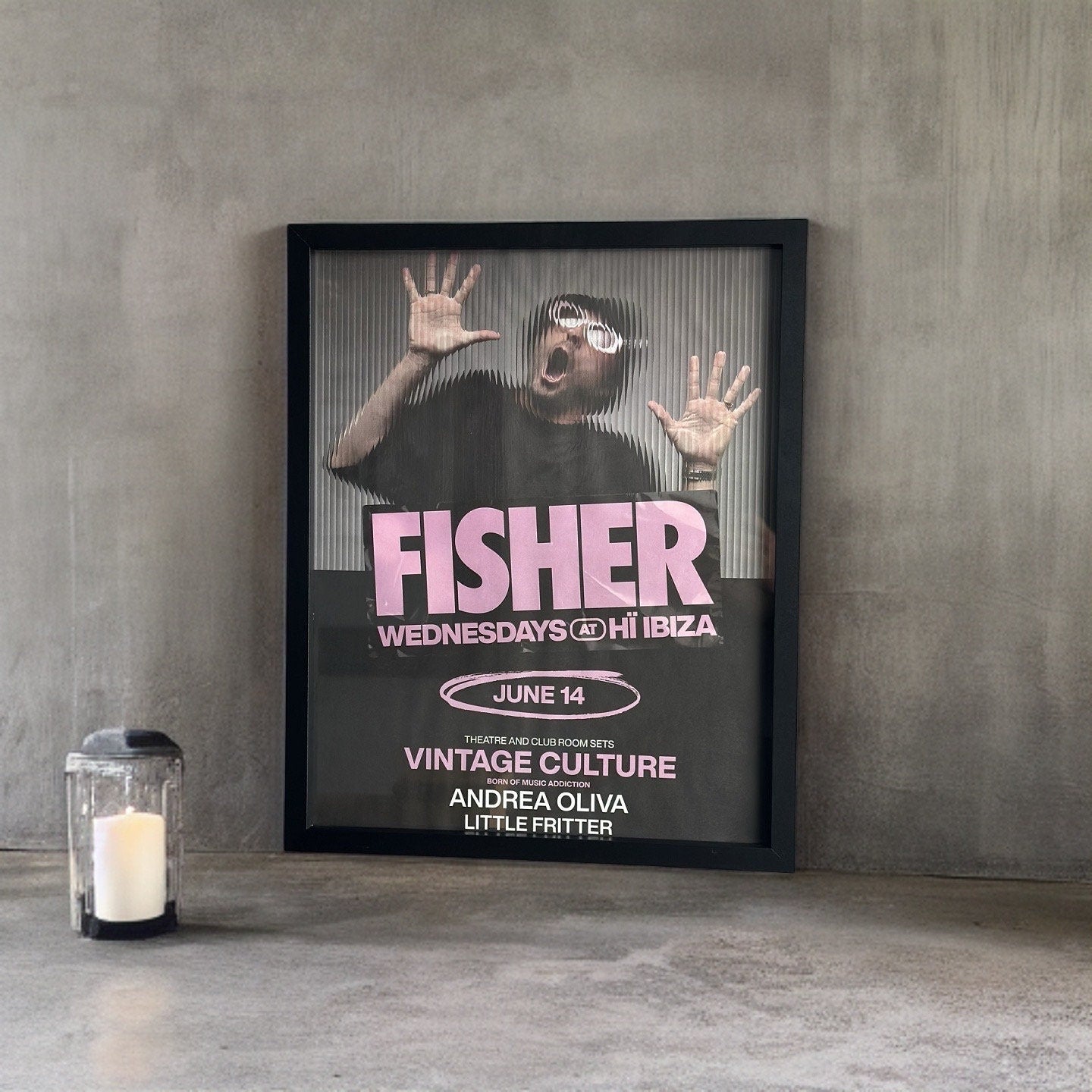 Fisher ~ Genuine Ibiza Framed Dj Artwork | Hi Ibiza | Luxury Black Frame