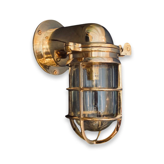 Happisburgh ~ Solid Brass Bulkhead Sconce Ships Wall Mounted Light Outdoor & Bathroom | 10 Inch