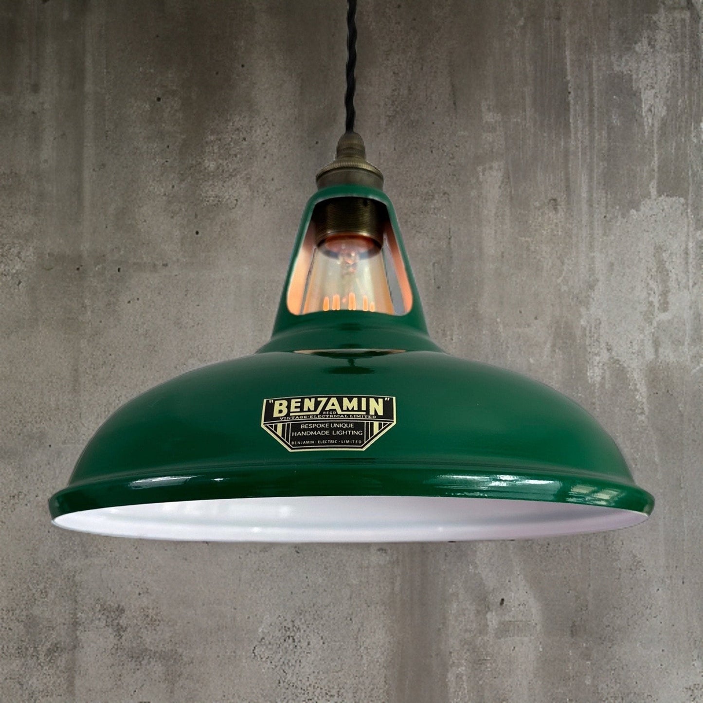 Cawston ~ Racing Green Solid Shade Slotted Design Pendant Set Light ~ 11 Inch