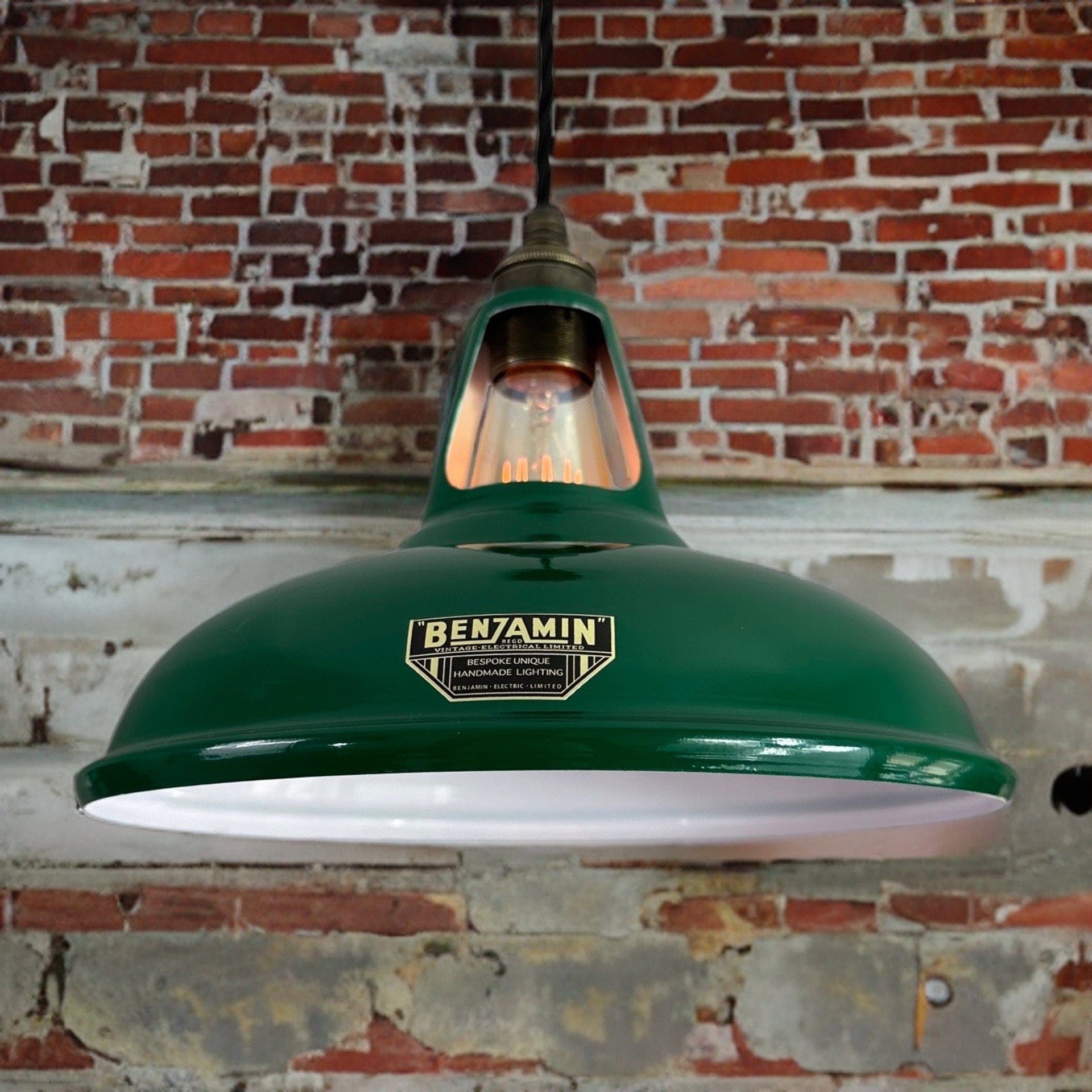 Cawston ~ Racing Green Solid Shade Slotted Design Pendant Set Light ~ 11 Inch