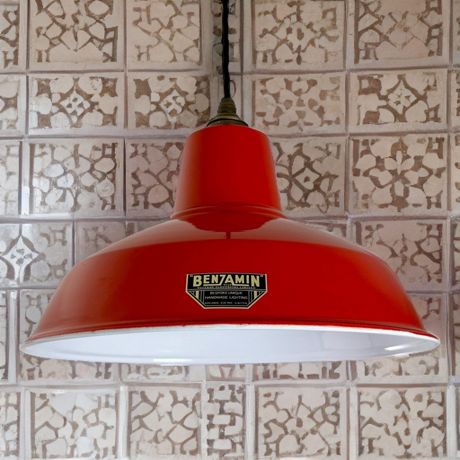 Filby ~ British Red Solid Lampshade Pendant Set Light ~ 12.5 Inch