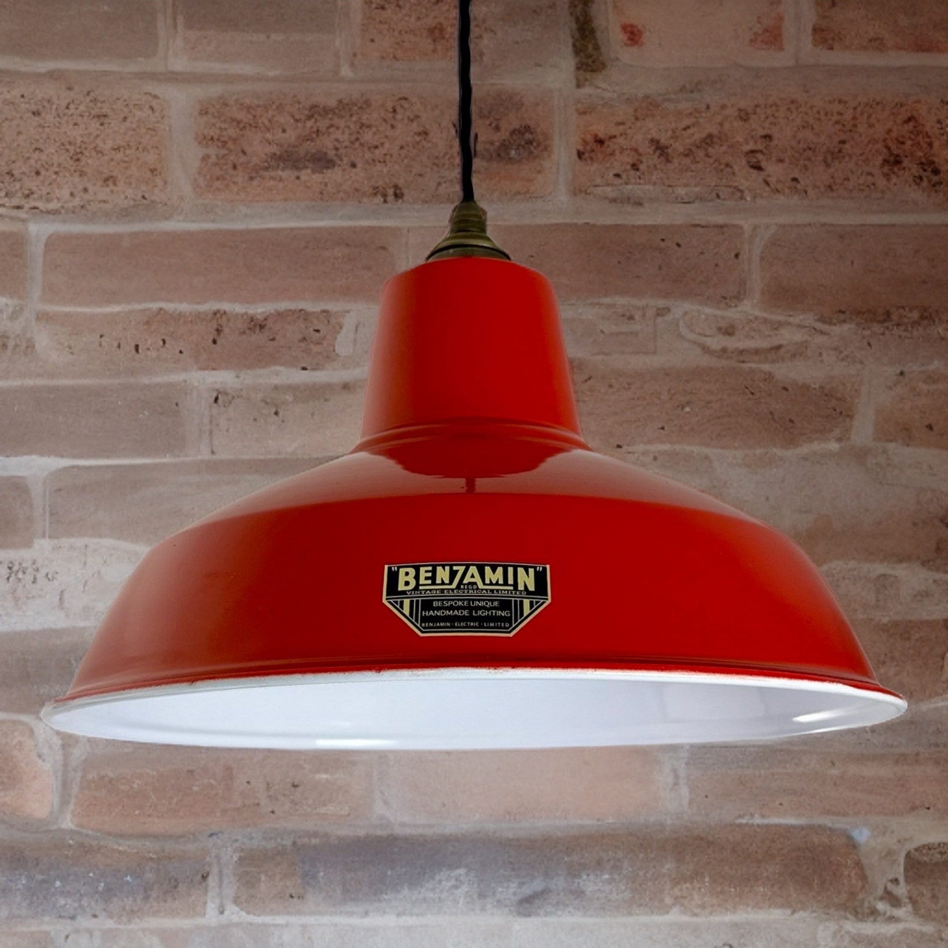 Filby ~ British Red Solid Lampshade Pendant Set Light ~ 12.5 Inch