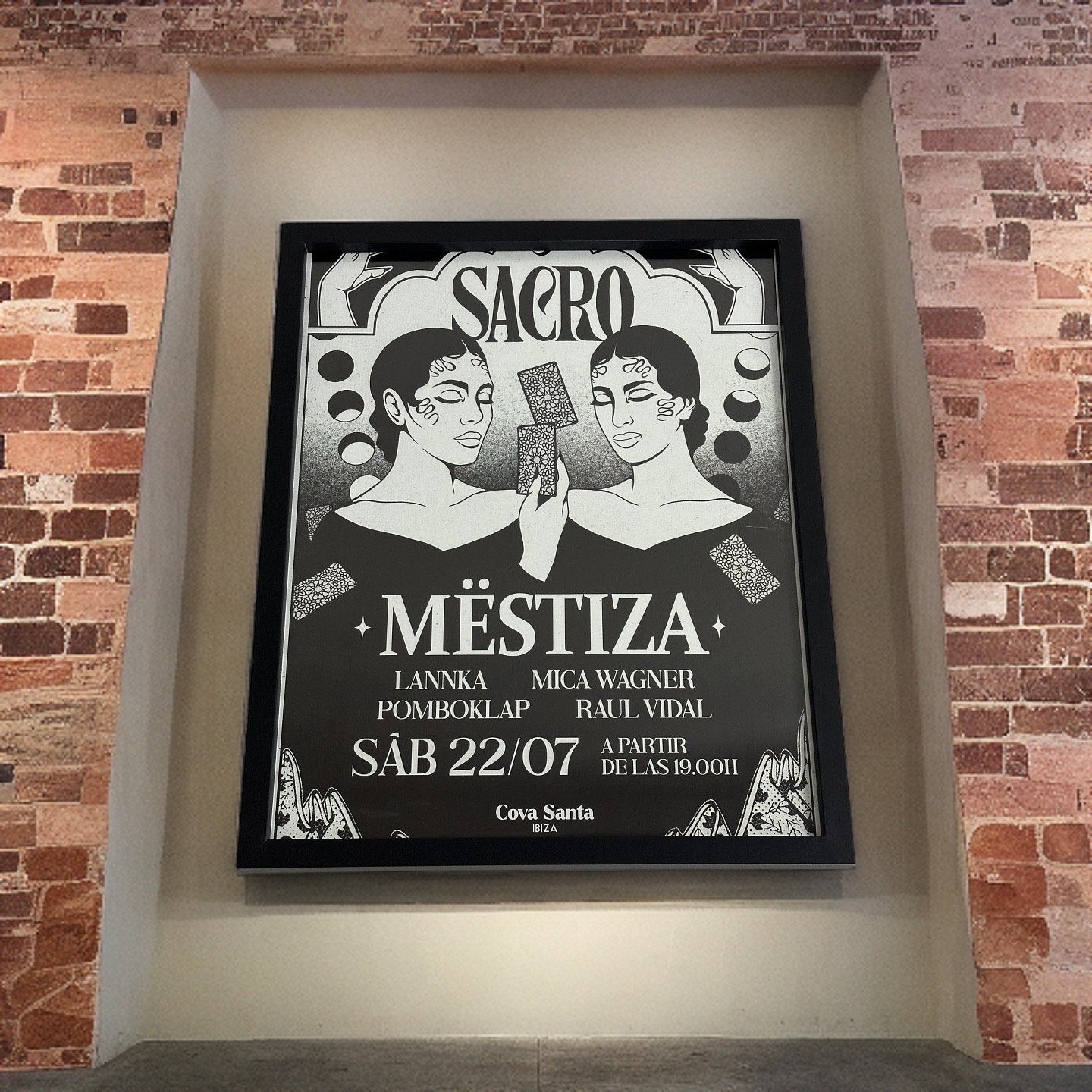 Sacro by Mëstiza ~ Cova Santa Framed Dj Artwork | Luxury Black Frame