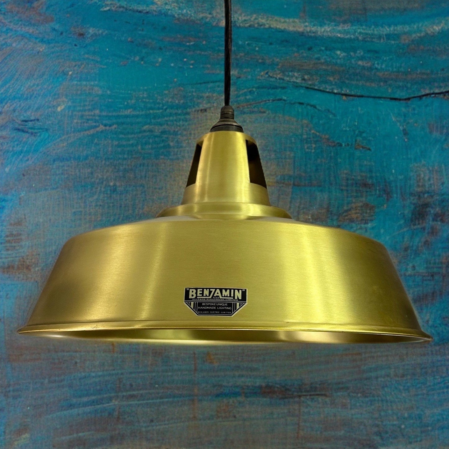 Wolferton XL ~ Brushed Brass Lampshade Coolie Design Pendant Ceiling Light ~ 15.5 Inch