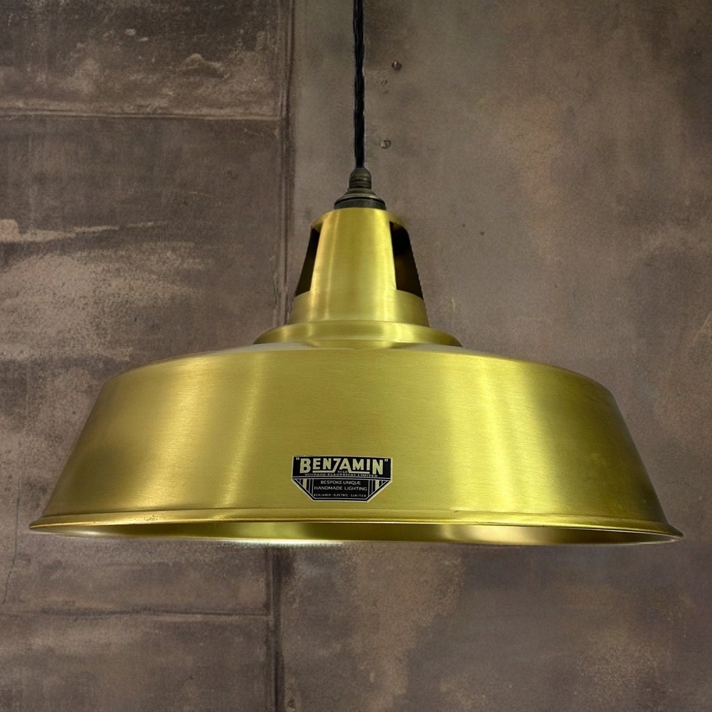 Wolferton XL ~ Brushed Brass Lampshade Coolie Design Pendant Ceiling Light ~ 15.5 Inch