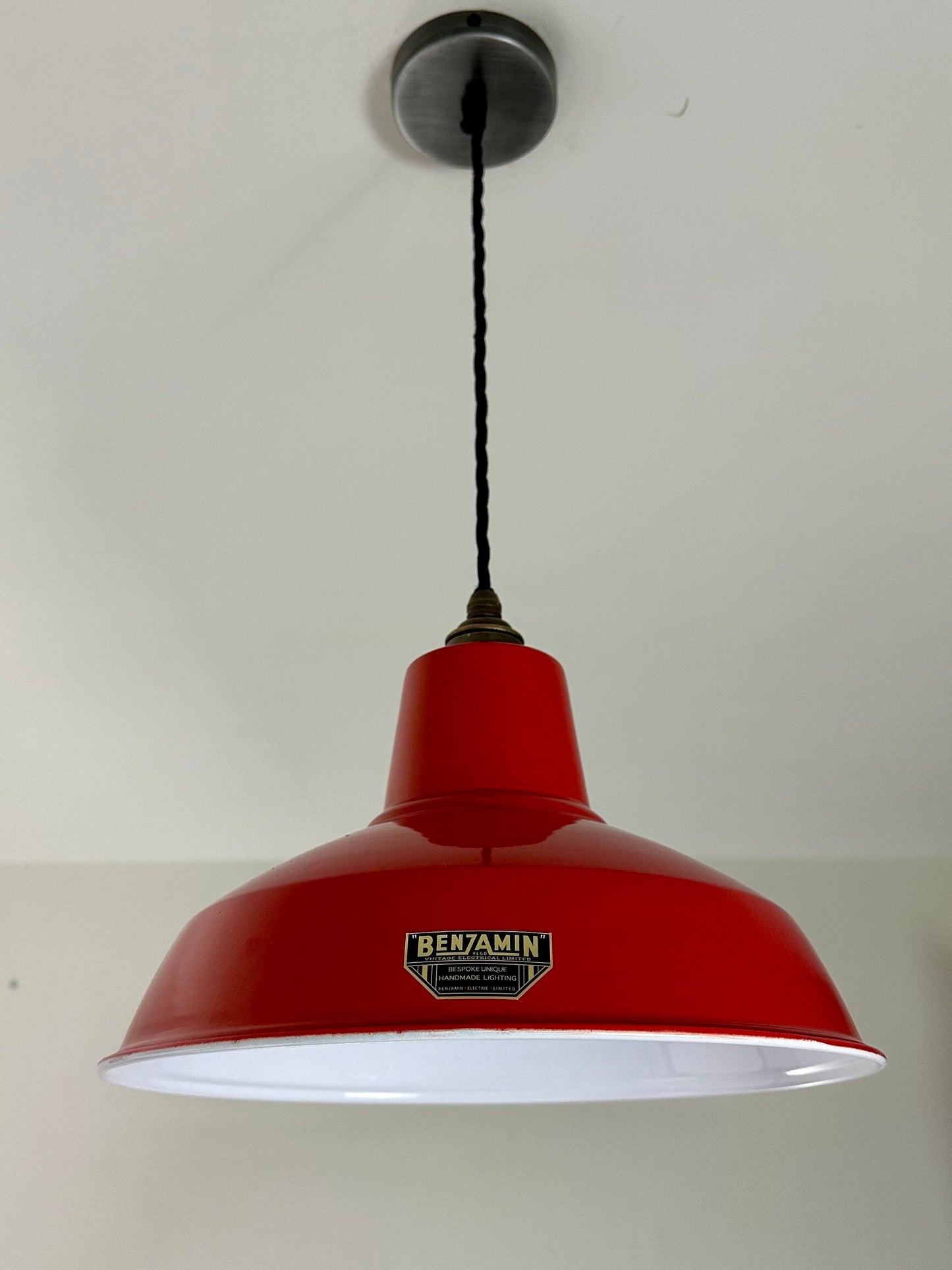 Filby ~ British Red Solid Lampshade Pendant Set Light ~ 12.5 Inch