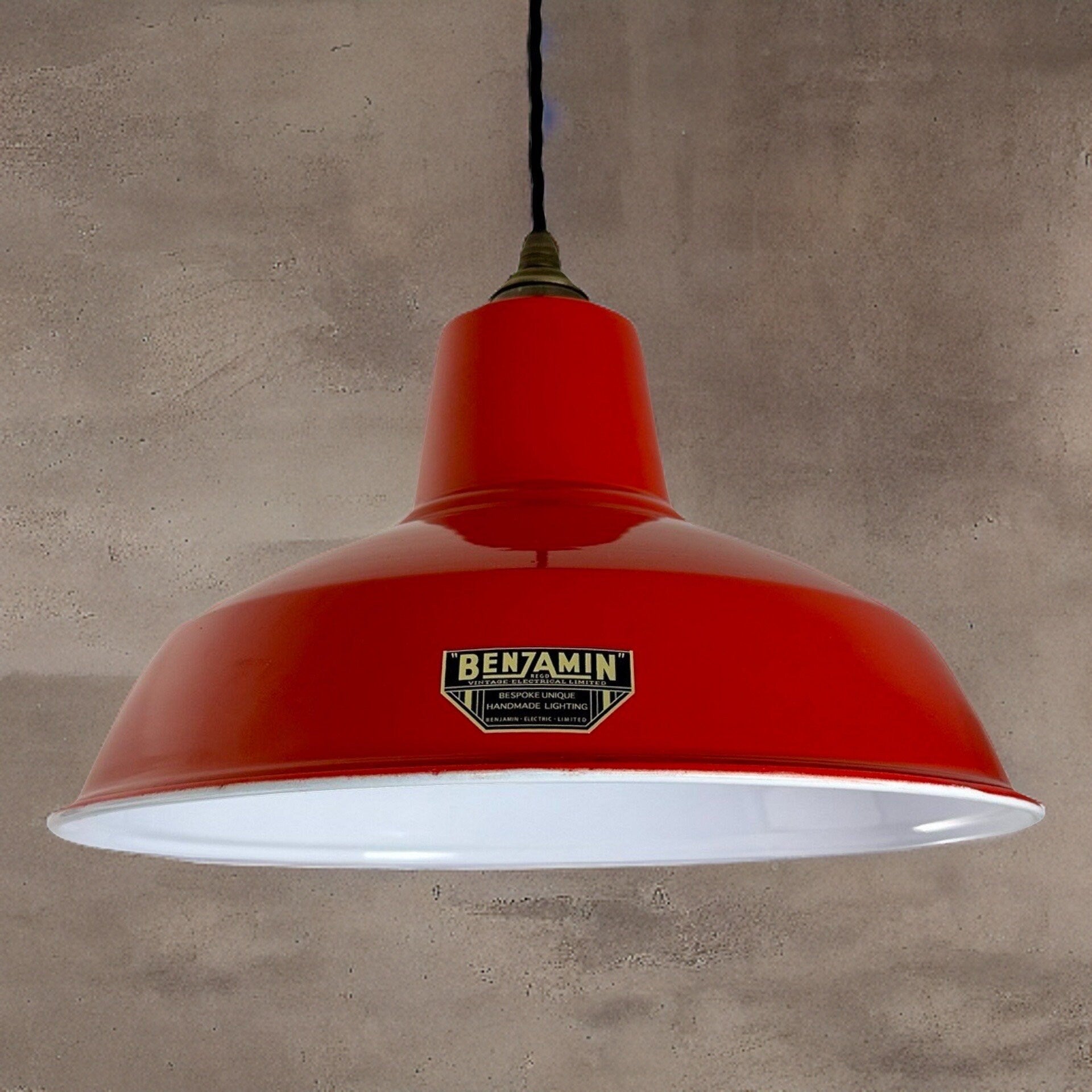 Filby ~ British Red Solid Lampshade Pendant Set Light ~ 12.5 Inch