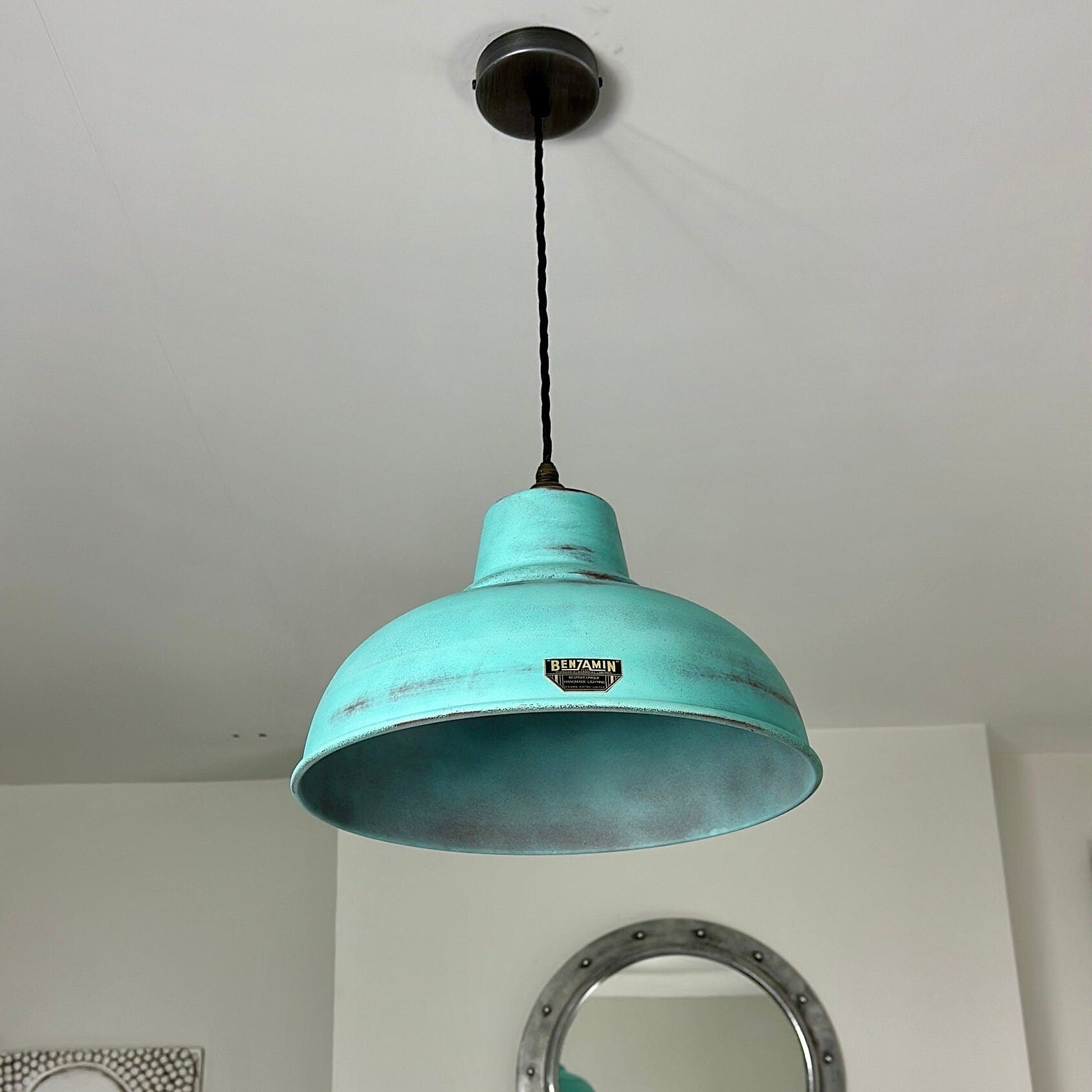 Salthouse XL ~ Verdigris Copper Patina Industrial shade light ceiling dining room kitchen table vintage filament lamps pendant 14.5 Inch