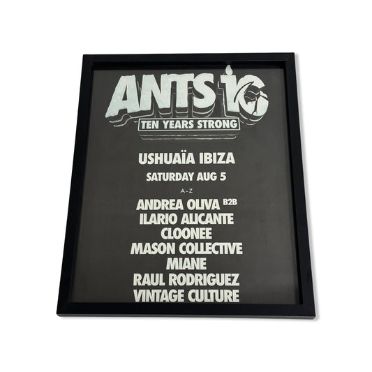 Ants ~ Genuine Ushuaia 10 Years Strong Anniversary Ibiza Framed Dj Artwork | Hi Ibiza | Luxury Black Frame