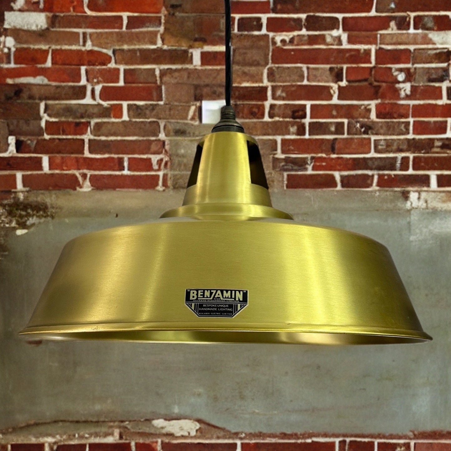 Wolferton XL ~ Brushed Brass Lampshade Coolie Design Pendant Ceiling Light ~ 15.5 Inch