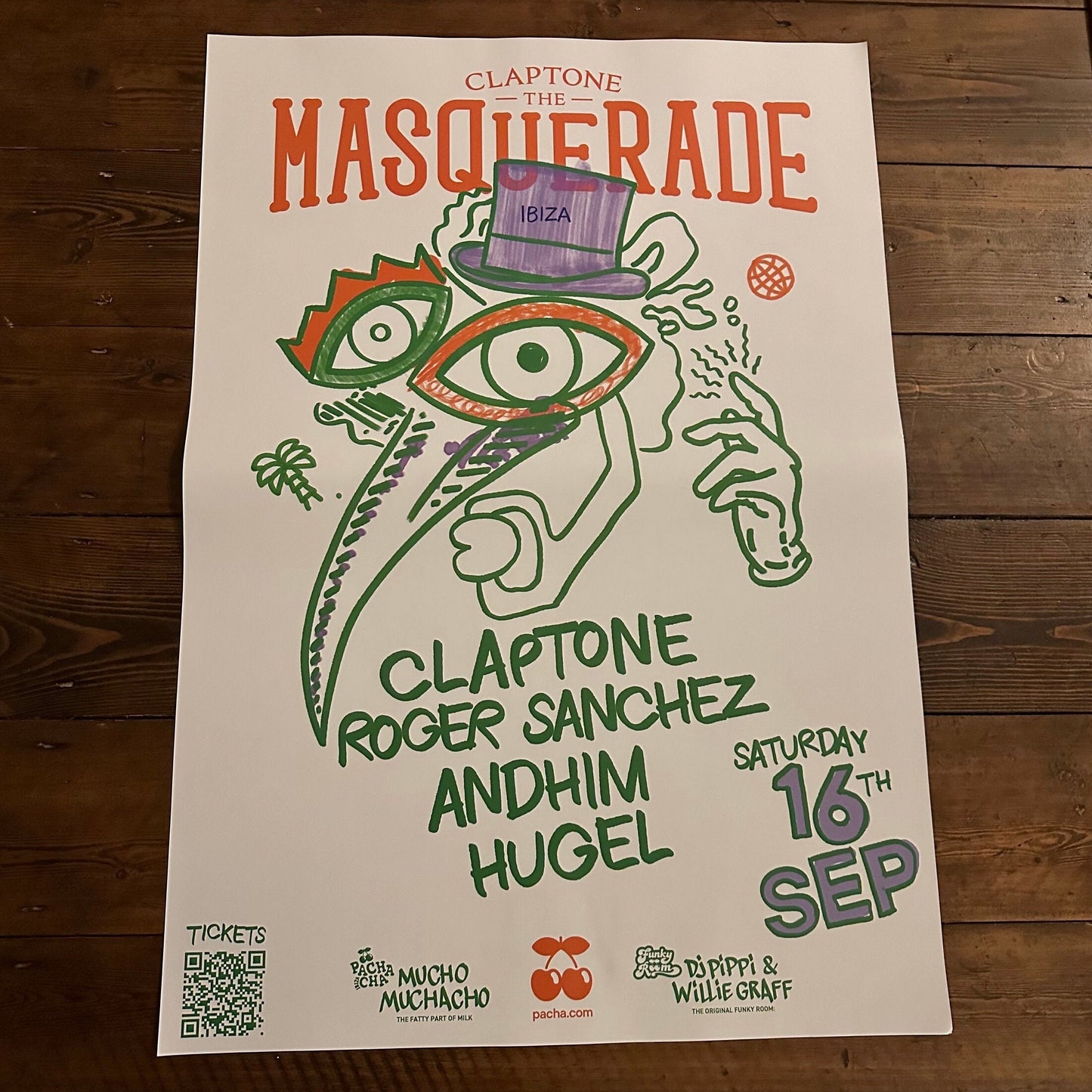 Masquerade ~ Genuine Official Pacha Ibiza Framed Dj Artwork Travel Poster | A3 Luxury Black Frame