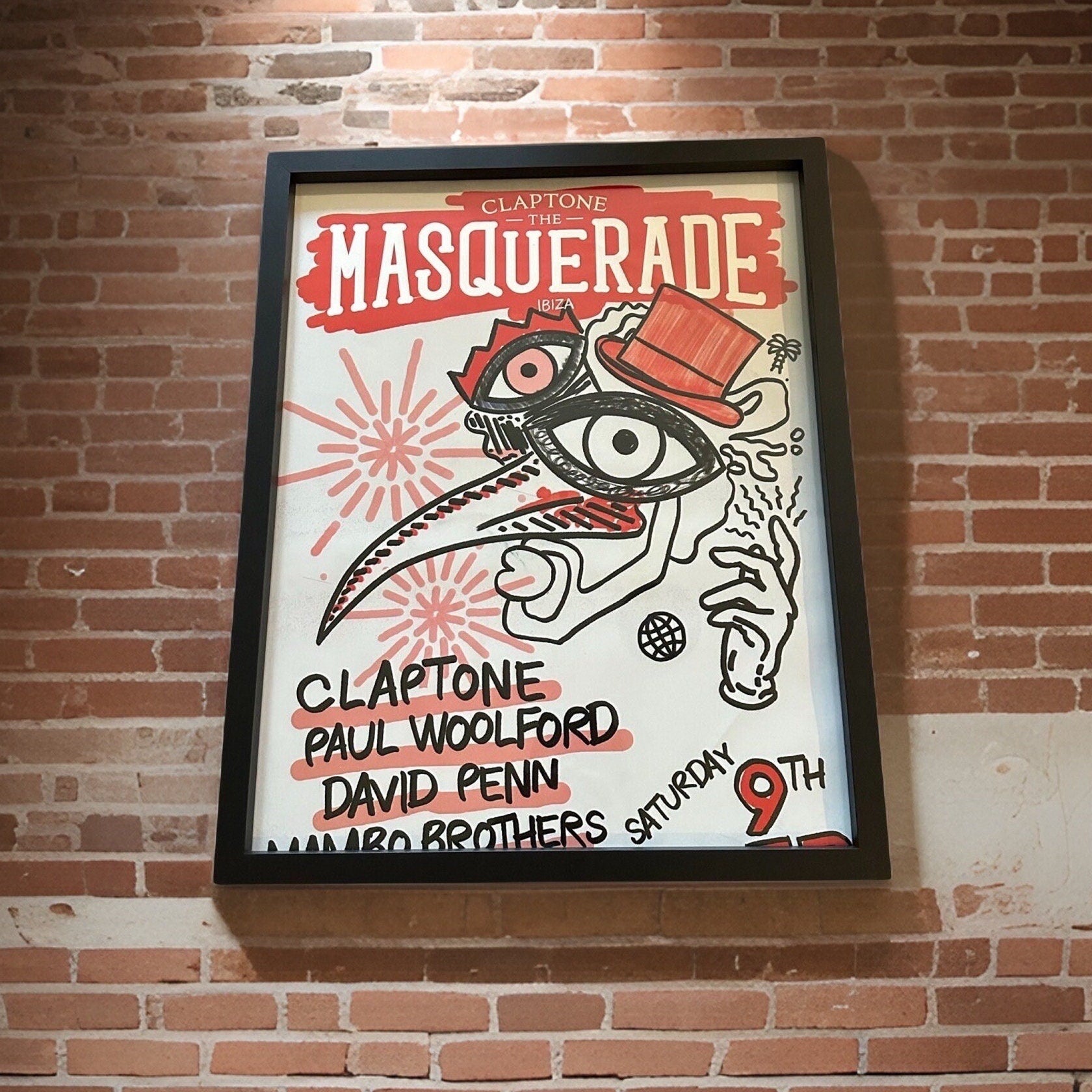 Masquerade ~ Genuine Official Pacha Ibiza Framed Dj Artwork Travel Poster | Luxury Black Frame